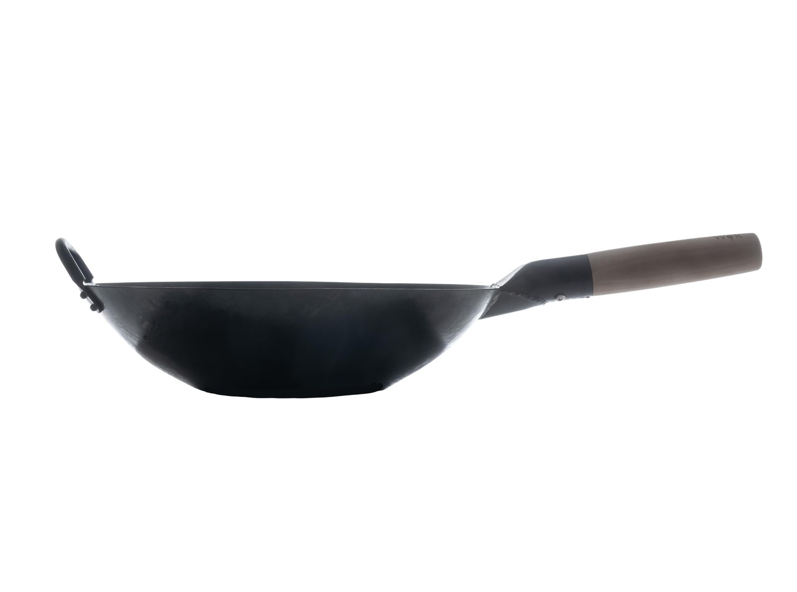 Black13 by Craft Wok Flat Pre-Seasoned Hammered Carbon Steel Wok with Wooden and
