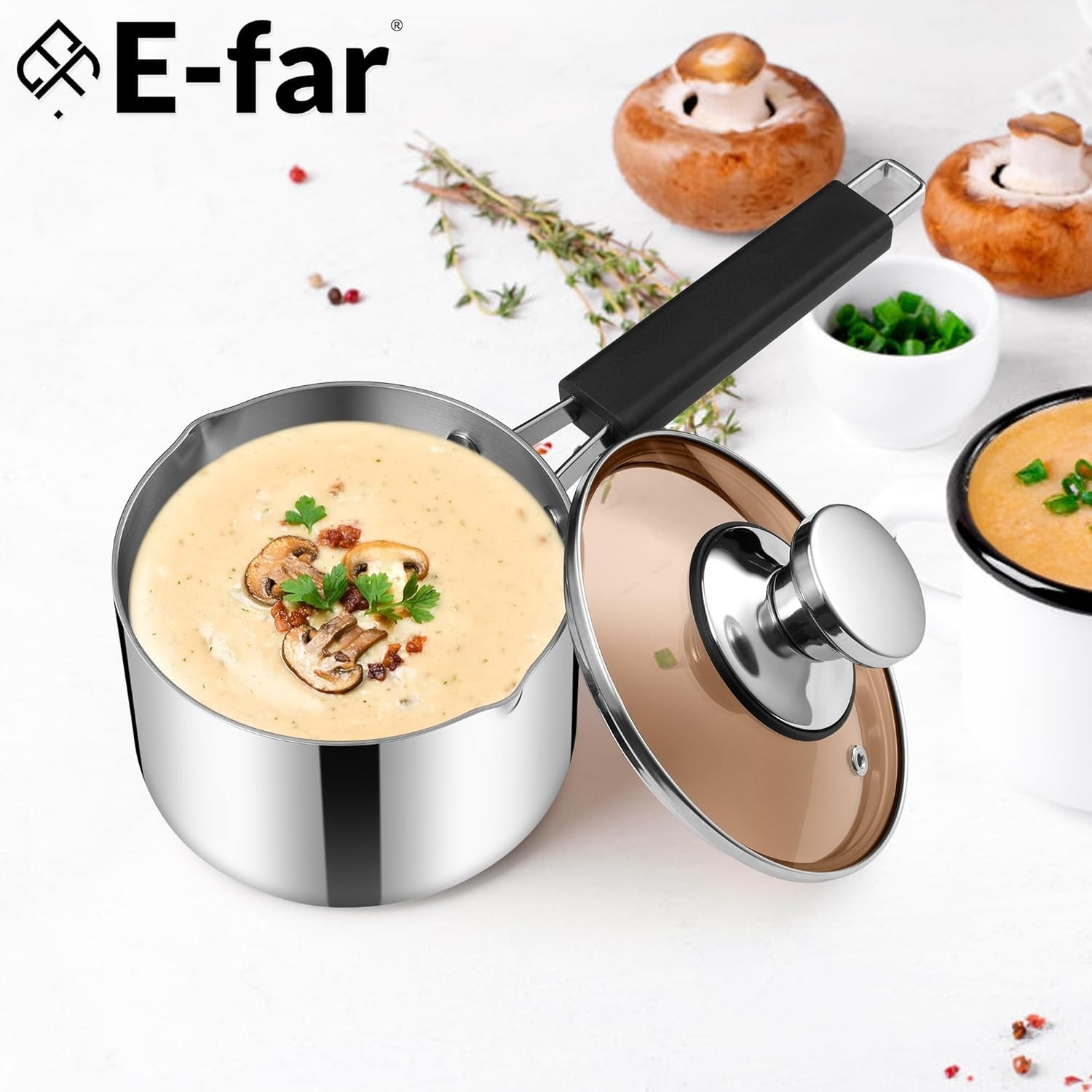1 Quart Sauce Pan with Lid, Stainless Steel Tri-Ply All Clad Small Cooking Pot
