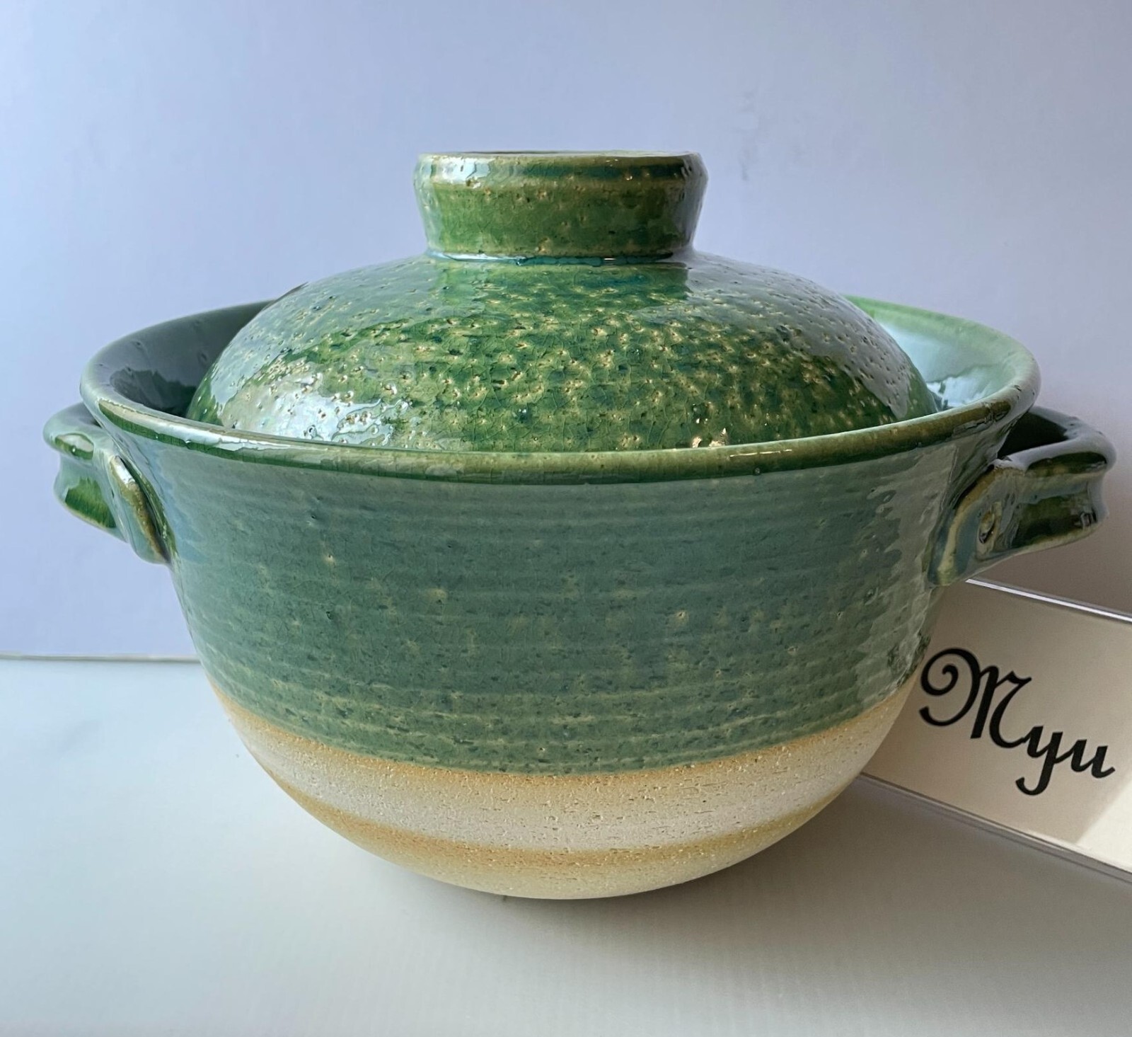 BANKO Ware Rice Clay Pot & Nagatanien Steam Plate RYOKUSAI Green Japanese DONABE