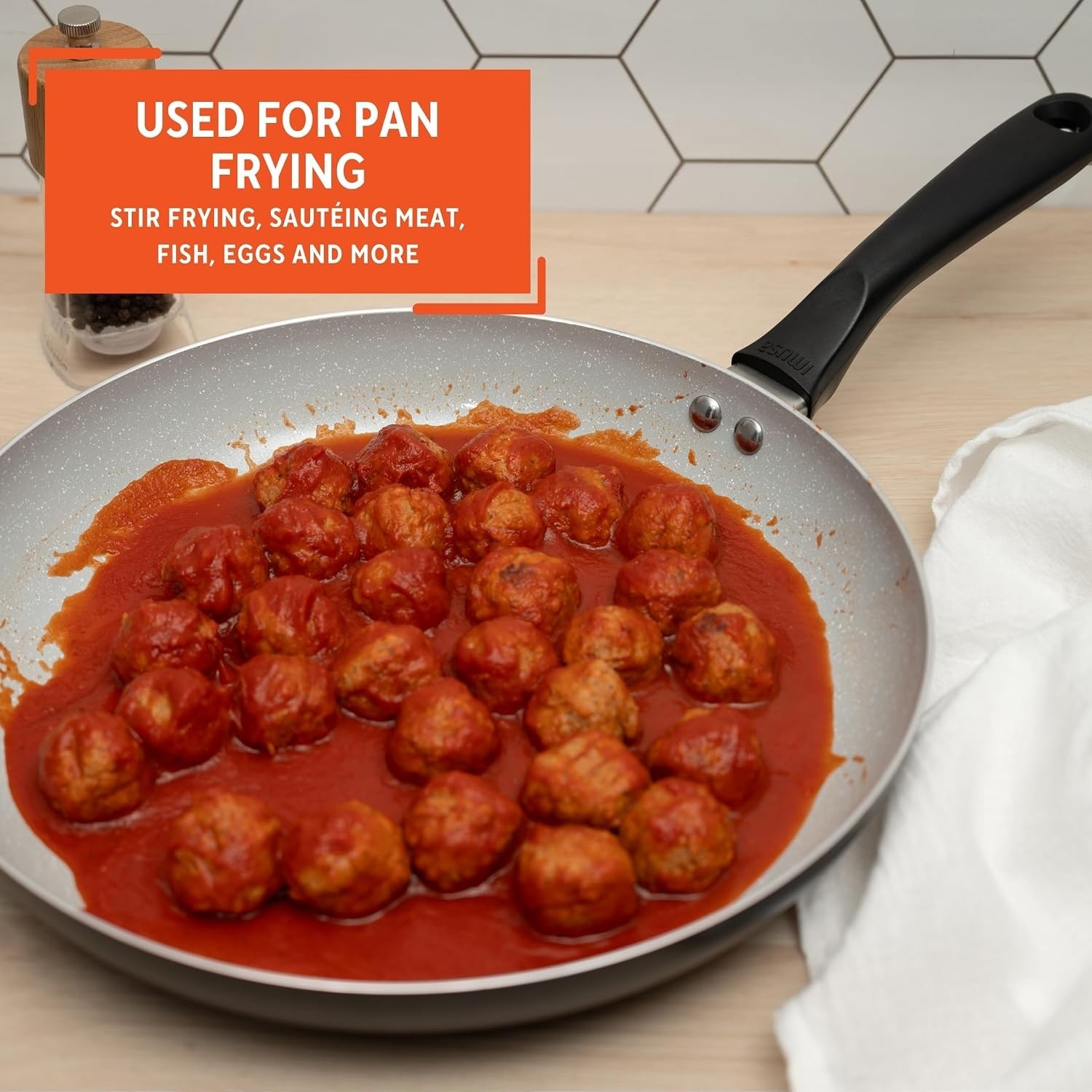 12″ Premier Ceramic Nonstick Fry Pan with Cool Touch Handle, Matte Black