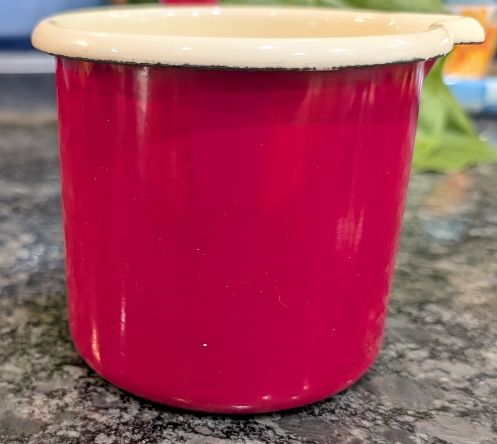 Riess CLASSIC Saucepan with spout, enamel, Red & Cream 0.75 L/ 3 cup Austria