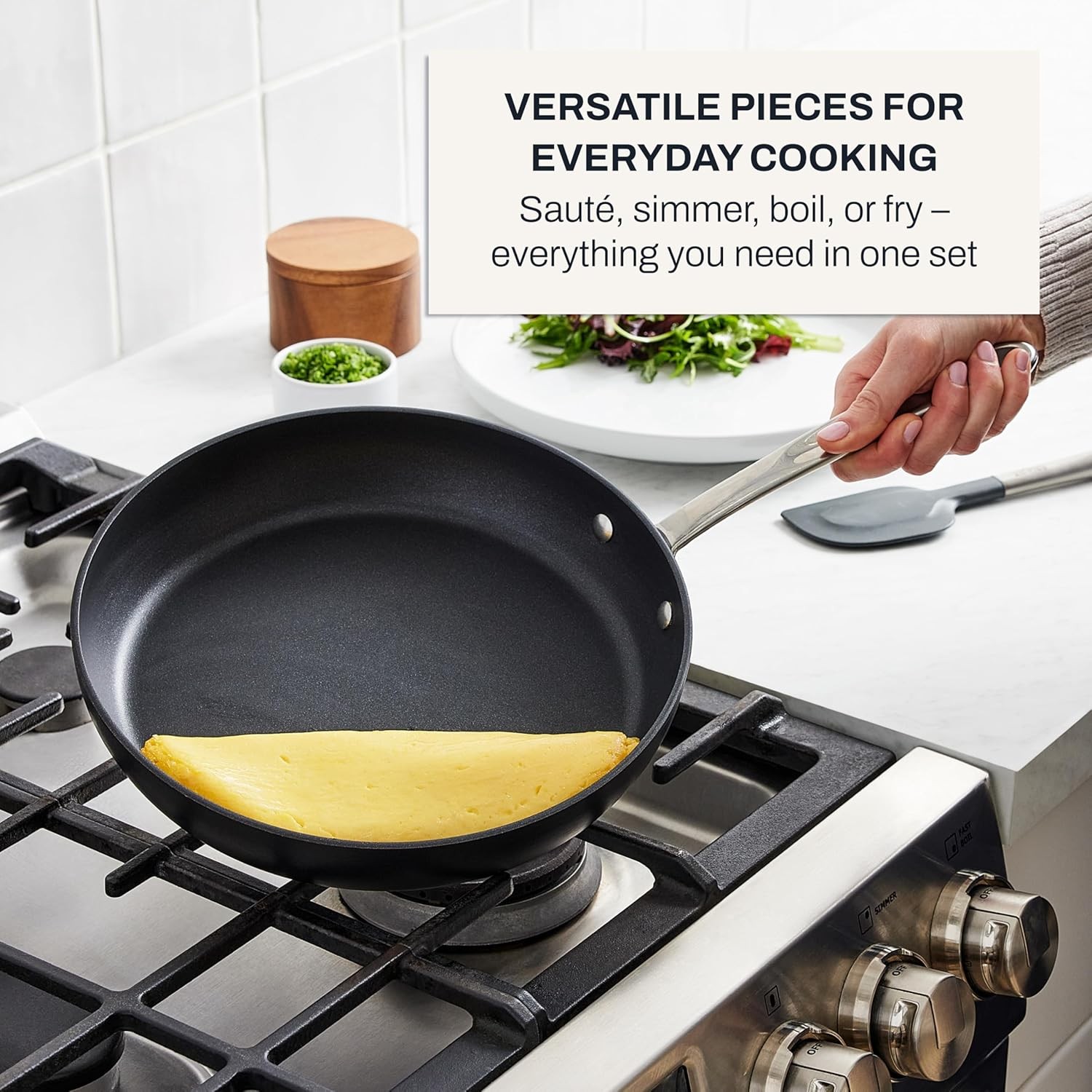 All-Clad HA1 Nonstick Fry Pan Set 8″&10″ Induction 500F Black