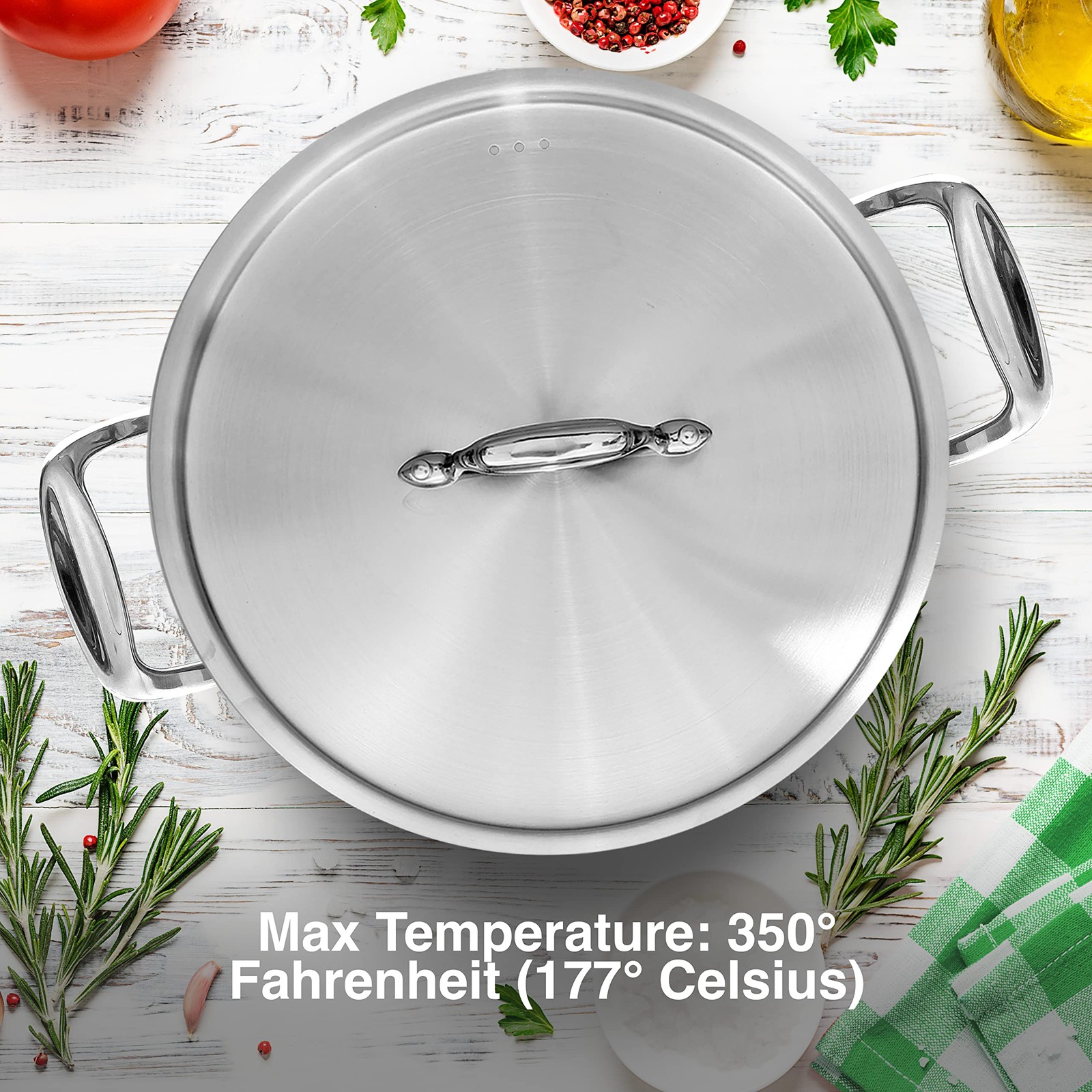 NutriChef Stockpot Lid NCSPT5Q One Size Stainless Steel Cookware Cover