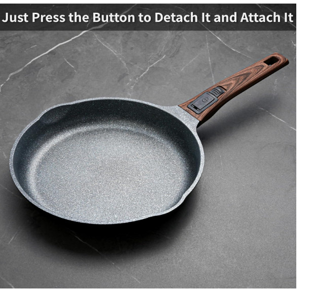 8 Inch Smart Nonstick Frying Pan with Removable Handle,Cast Aluminum and Anti-S