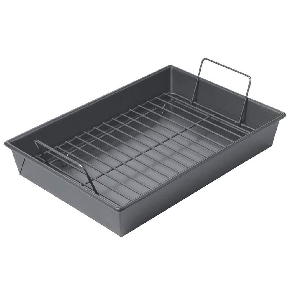Professional Roast Pan with Non-Stick Rack, 13-Inch-by-9-Inch, Gray
