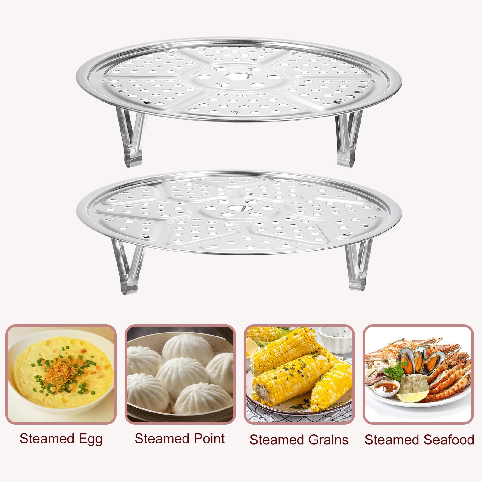 uxcell 4pcs Stainless Steel Steamer Rack with 7.9″,8.6″,9.5″,10.2″, Silver