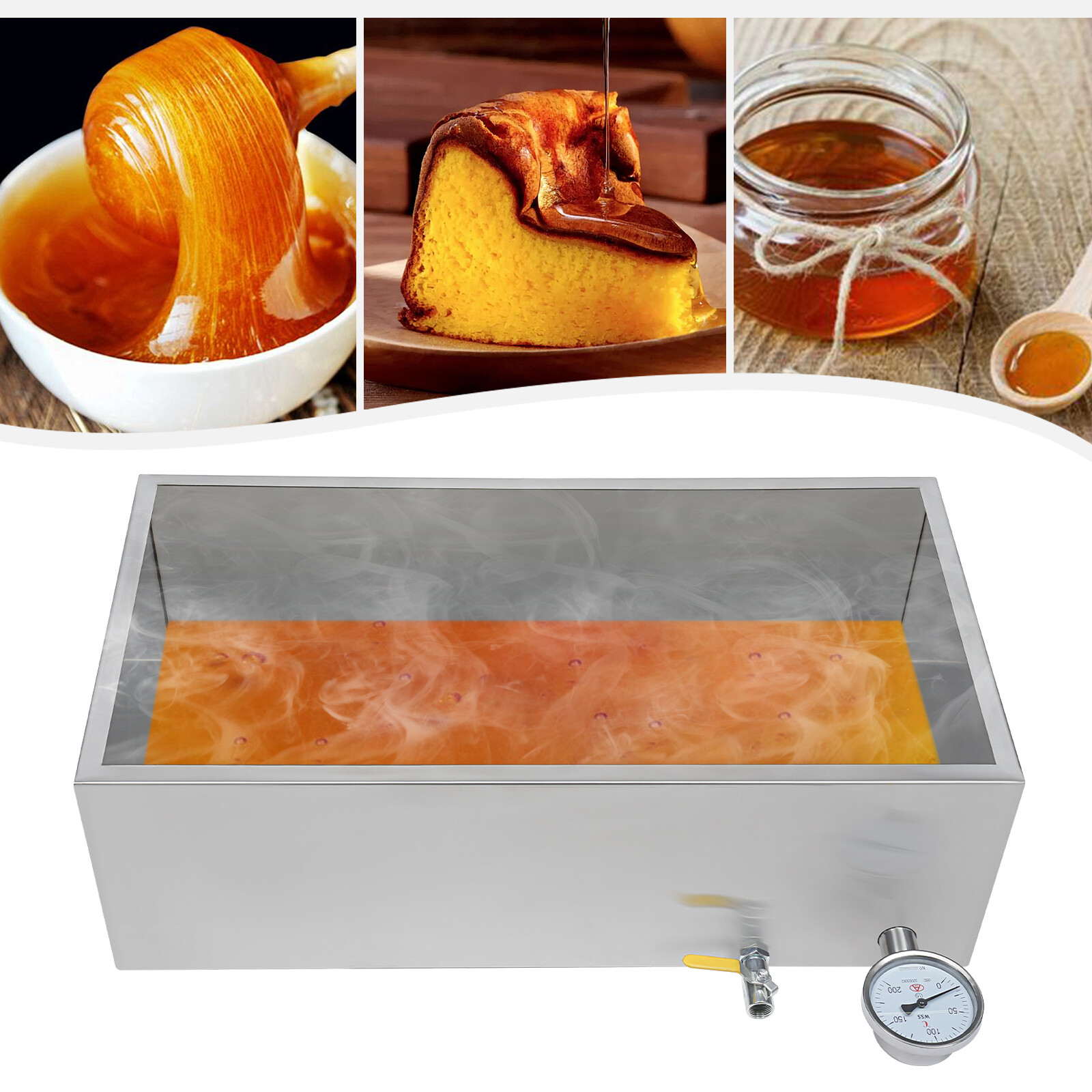 Stainless Steel Maple Syrup Evaporator Pan w Valve and Thermometer Boiling Pan
