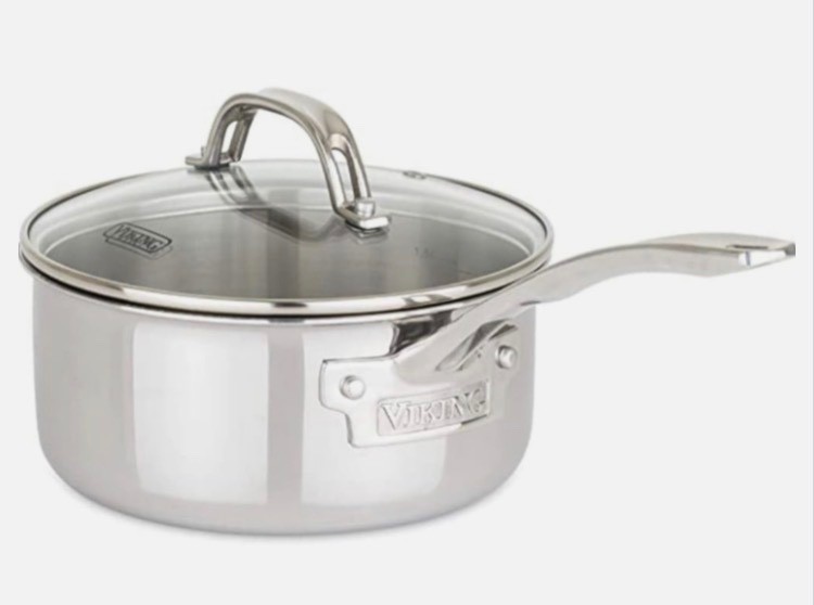 Viking 2.25 Qt Sauce Pan W/Vented Lid, New Pot 3- Ply Bonded Stainless Steel