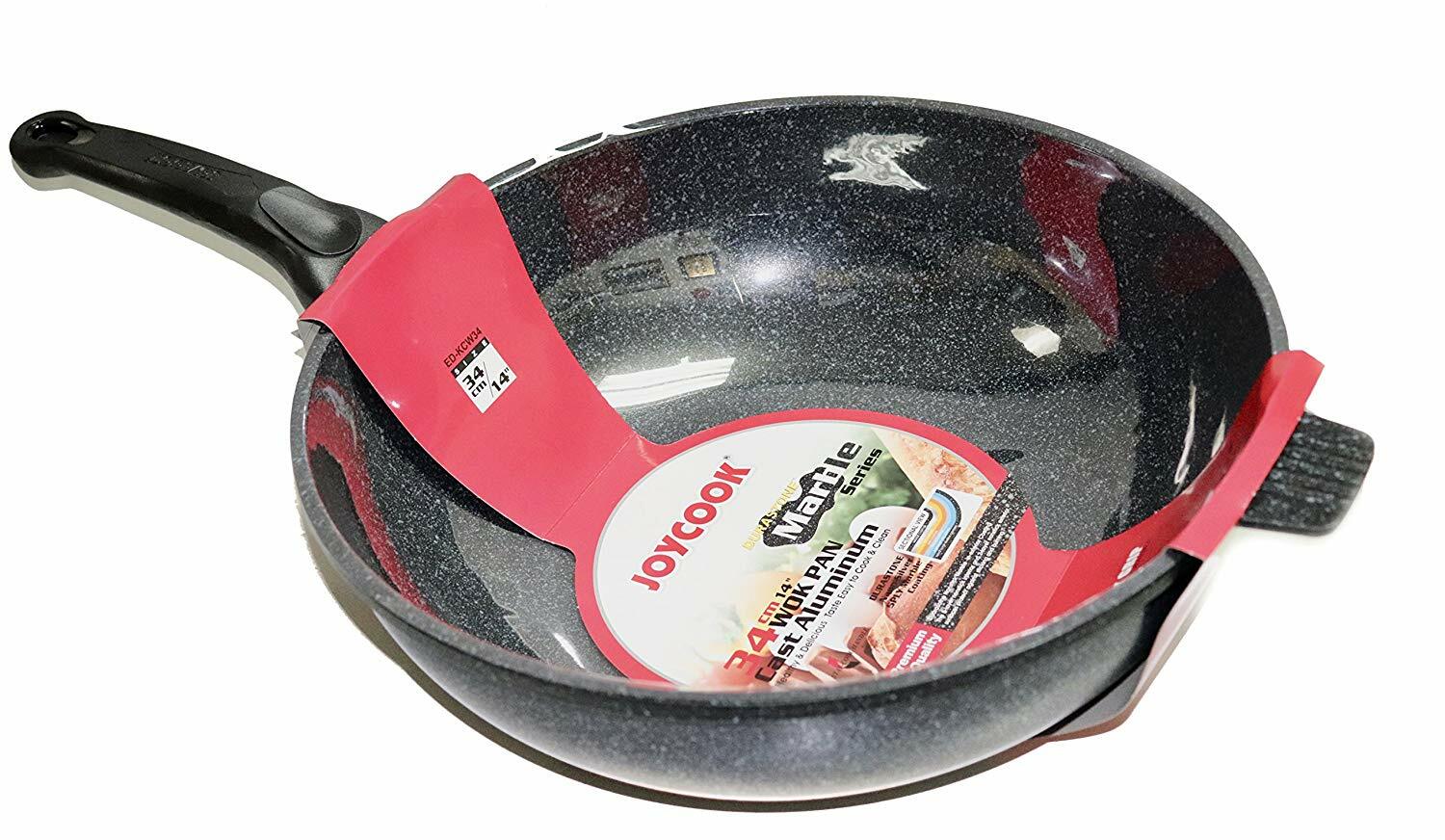 Joycook Durastone Marble Coated Cast Aluminum Nonstick Wok Pan, 14-inch / 34 CM