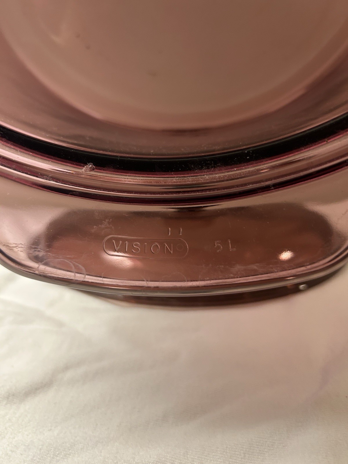 Used Pyrex Corelle Visions Cranberry 5L Dutch Oven w Lid Uncoated Glass Bottom