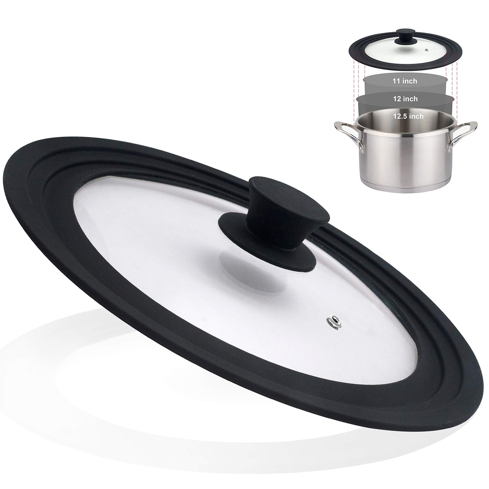 Universal Lid for Pots, Pans and Skillets Tempered Glass with Heat Resistant…