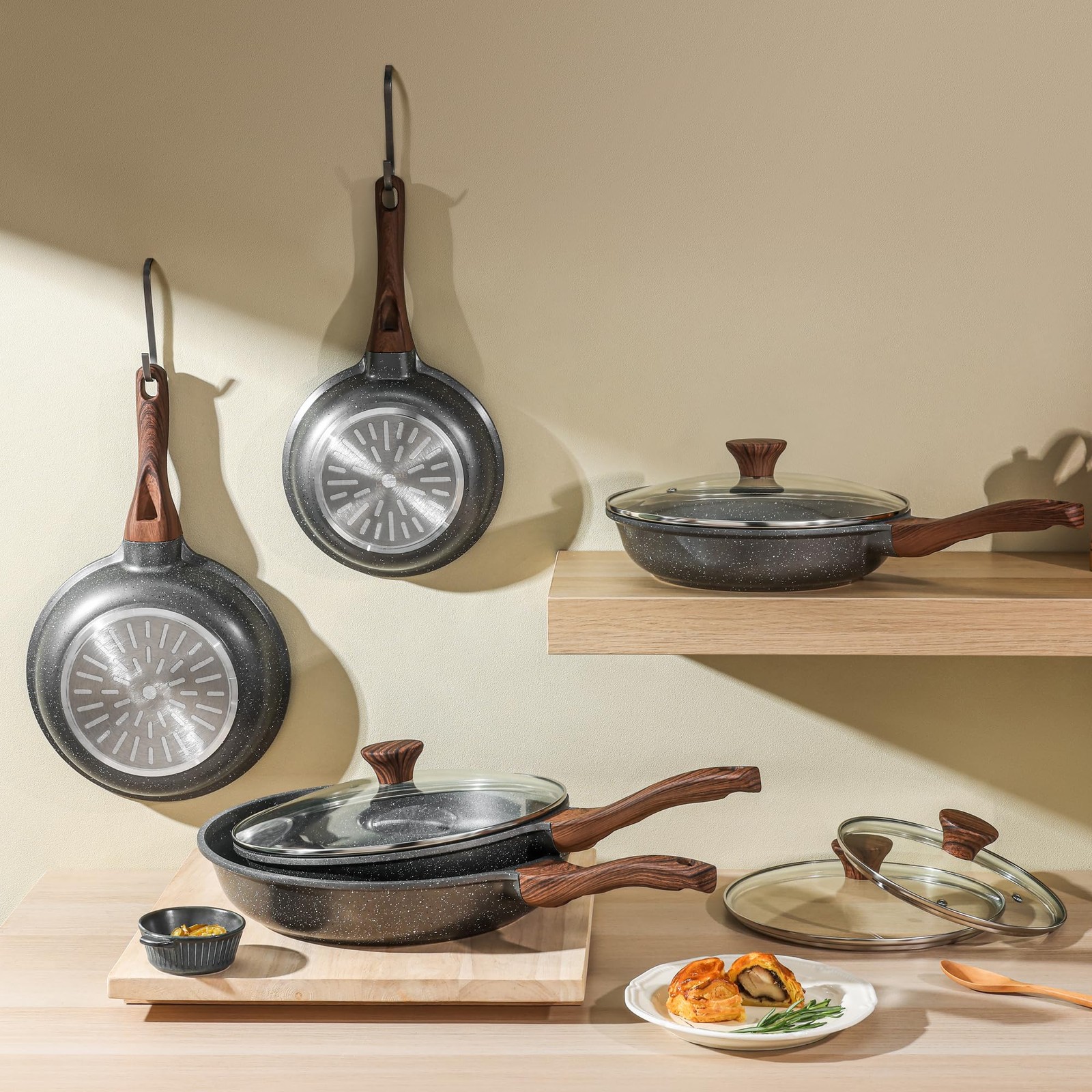 Frying Pan Nonstick Swiss Granite Coating PFOA Free 8 Inch 8/9.5/10/11/12.5 Inch