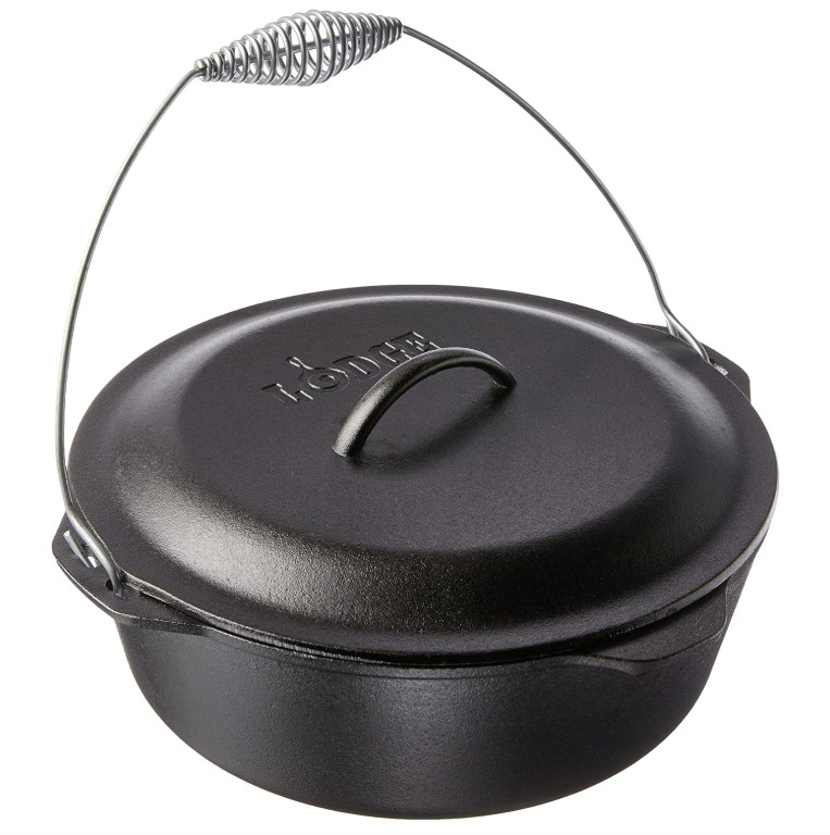 9 Qt Pre-Seasoned Cast Iron Dutch Oven with Lid & Bail Handle