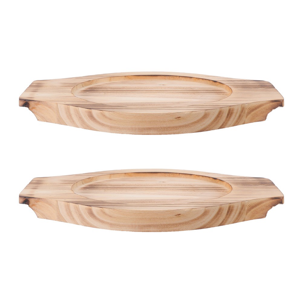 2Pcs Reusable Wood Serving Trays Heat Insulating Pot Holders with Antislip Base