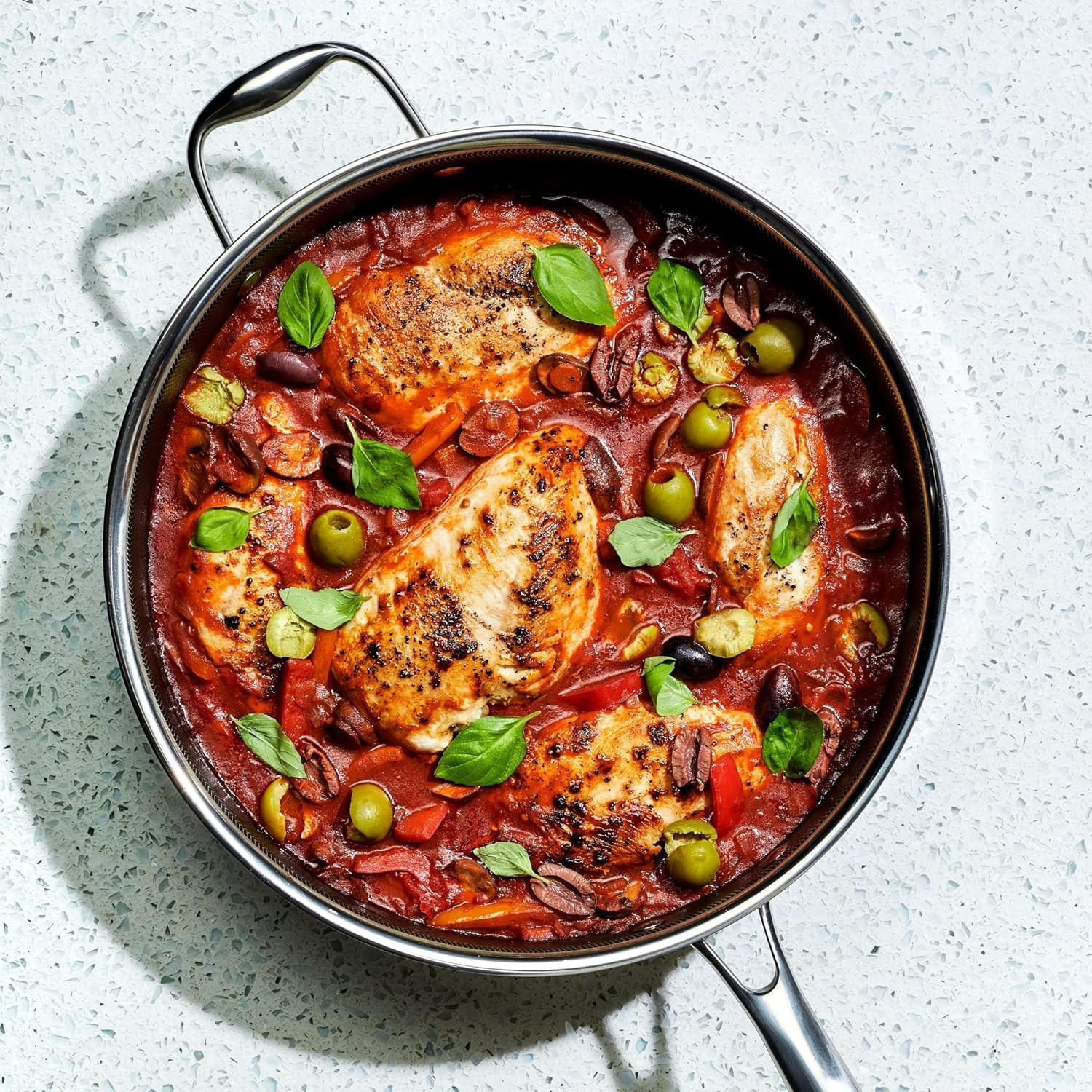 5.5 Quart Hybrid Nonstick Deep Sauté Frying Pan with Lid, Dishwasher and