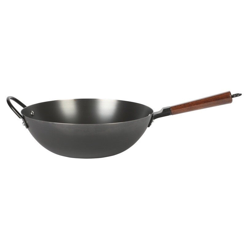 13 Inch Carbon Steel Wok Induction Safe Nonstick Rust Resistant Heavy Gauge New