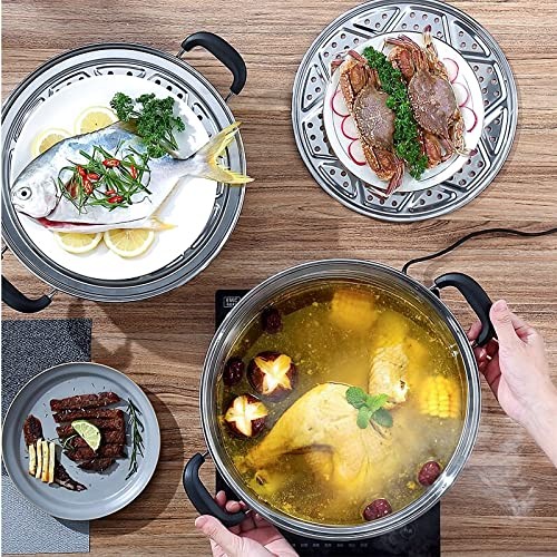 3-Tier Steamer Pot for Cooking Stainless Steel Steam Pot with Lid 12.6Inch