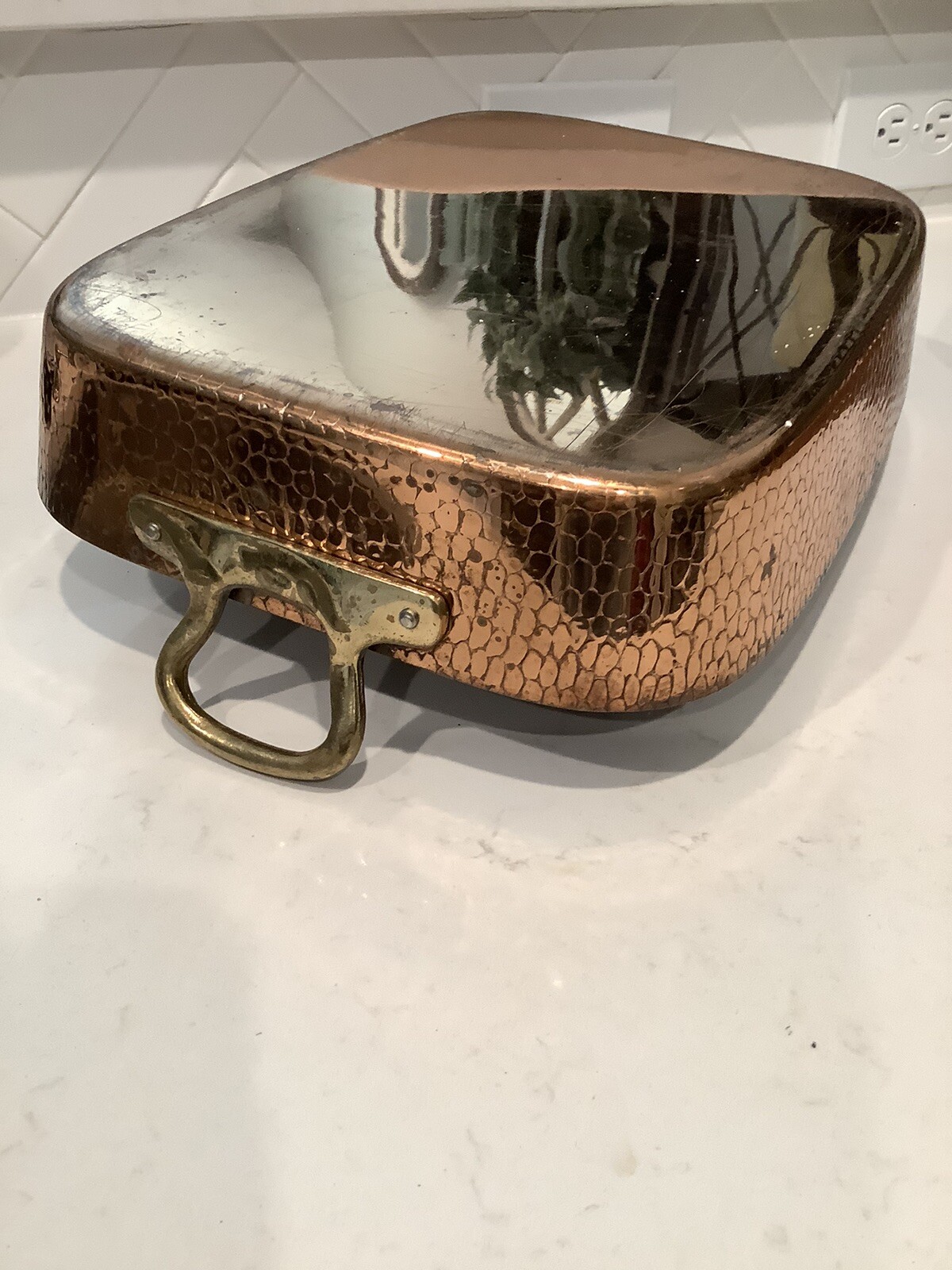 Copper & Tin Roasting or Casserole Pan – Brass Handles – 15″ x 11″ – Korea