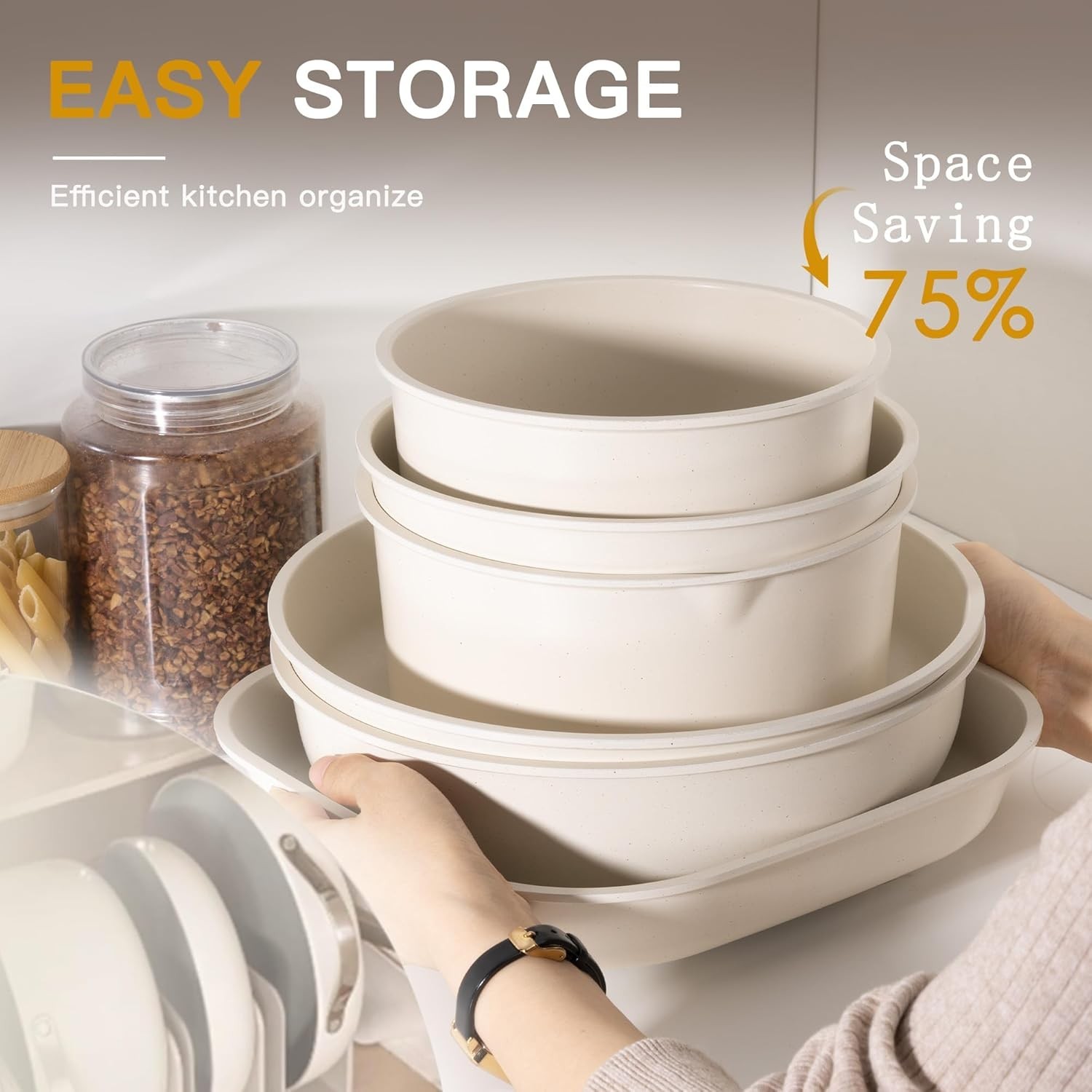 Cookware Set Non Stick Ceramic With Removable Handles Oven Safe Induction Ready
