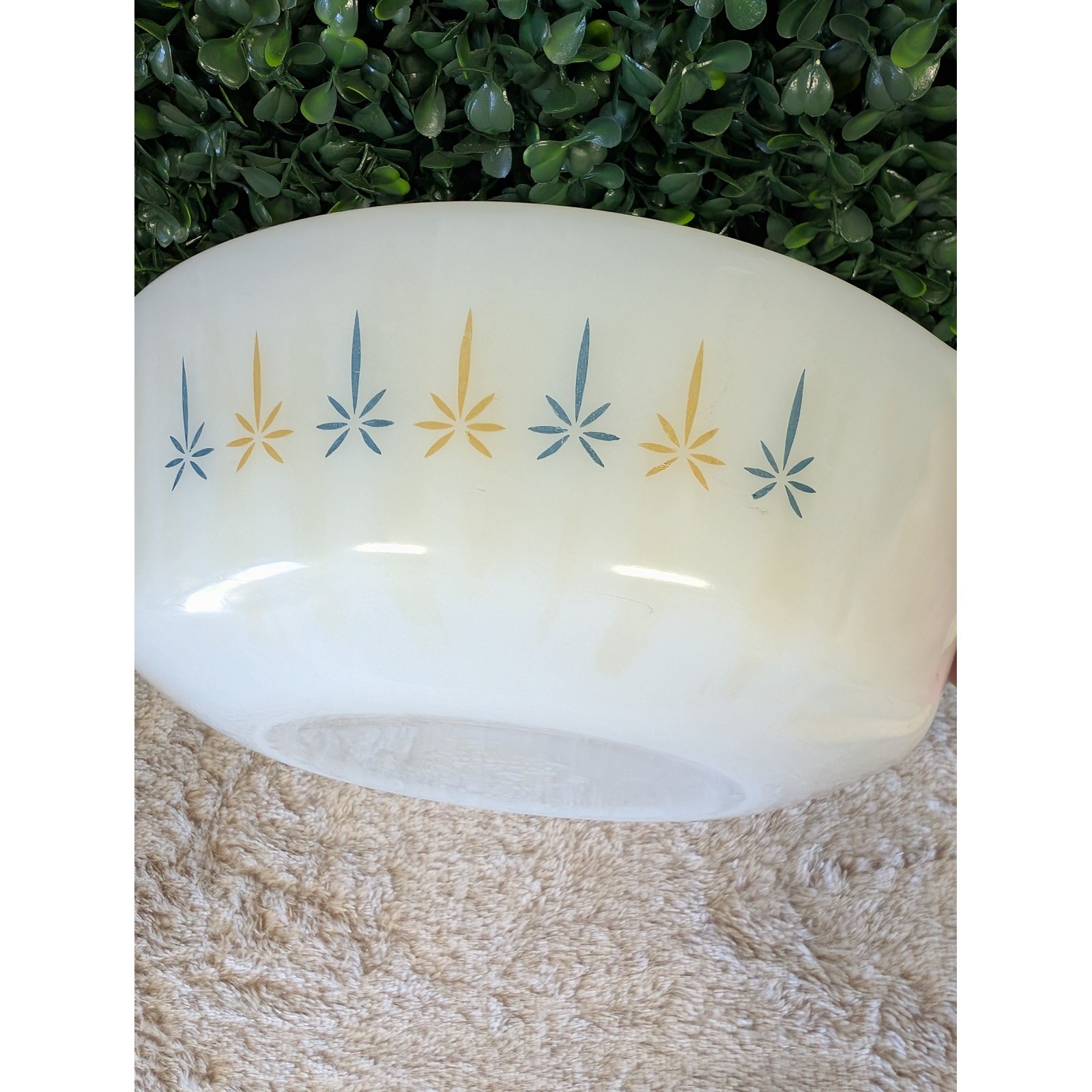 Vtg Fire-King Golden Starburst 1 Qt Casserole Dish Anchor Hocking USA P-1-B