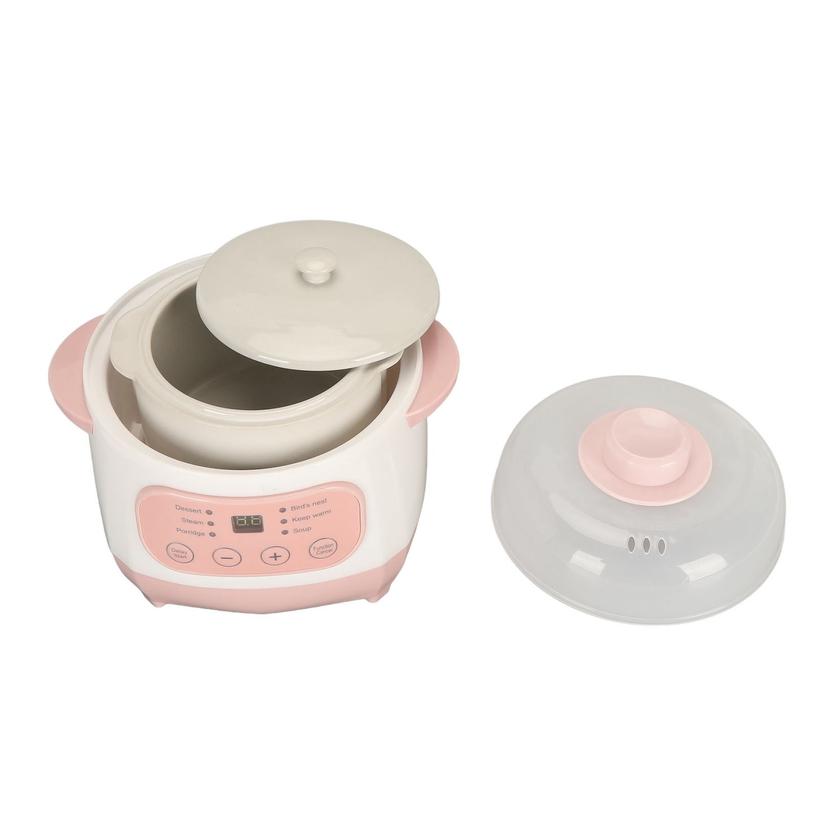 200W 1L Electric Stew Pot with Ceramic Interior Pot Slow Cooker Pot with Lid