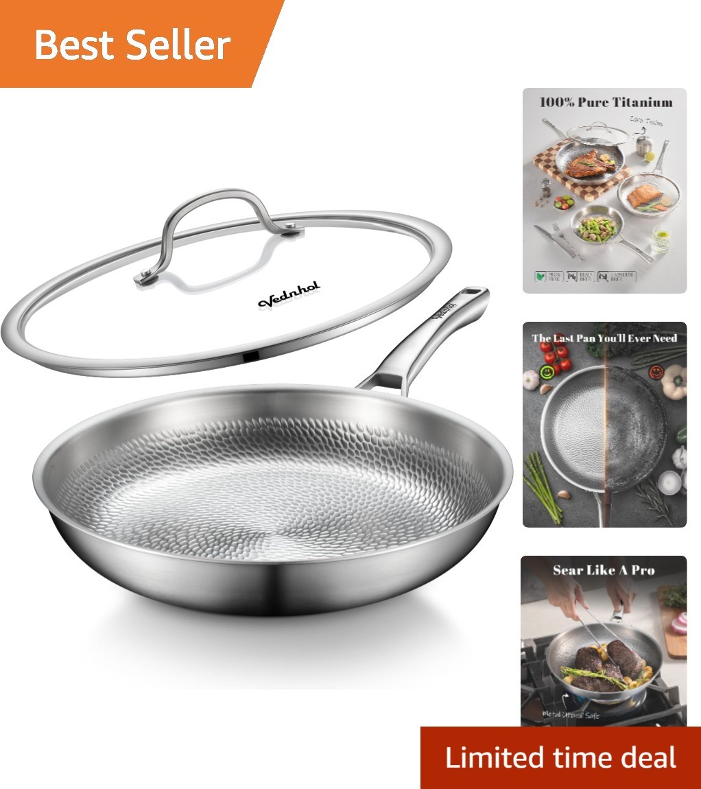 Pure Titanium Hammered 12 Inch Skillet – Dishwasher Safe & Versatile Cooking