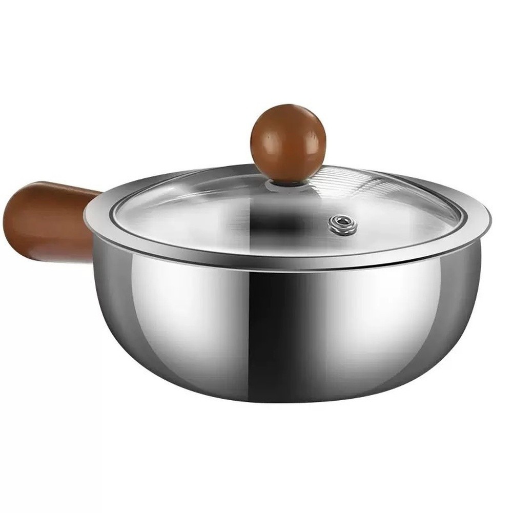 Stainless Steel 600ml Saucepan with Walnut Handle for Induction Electric Gas