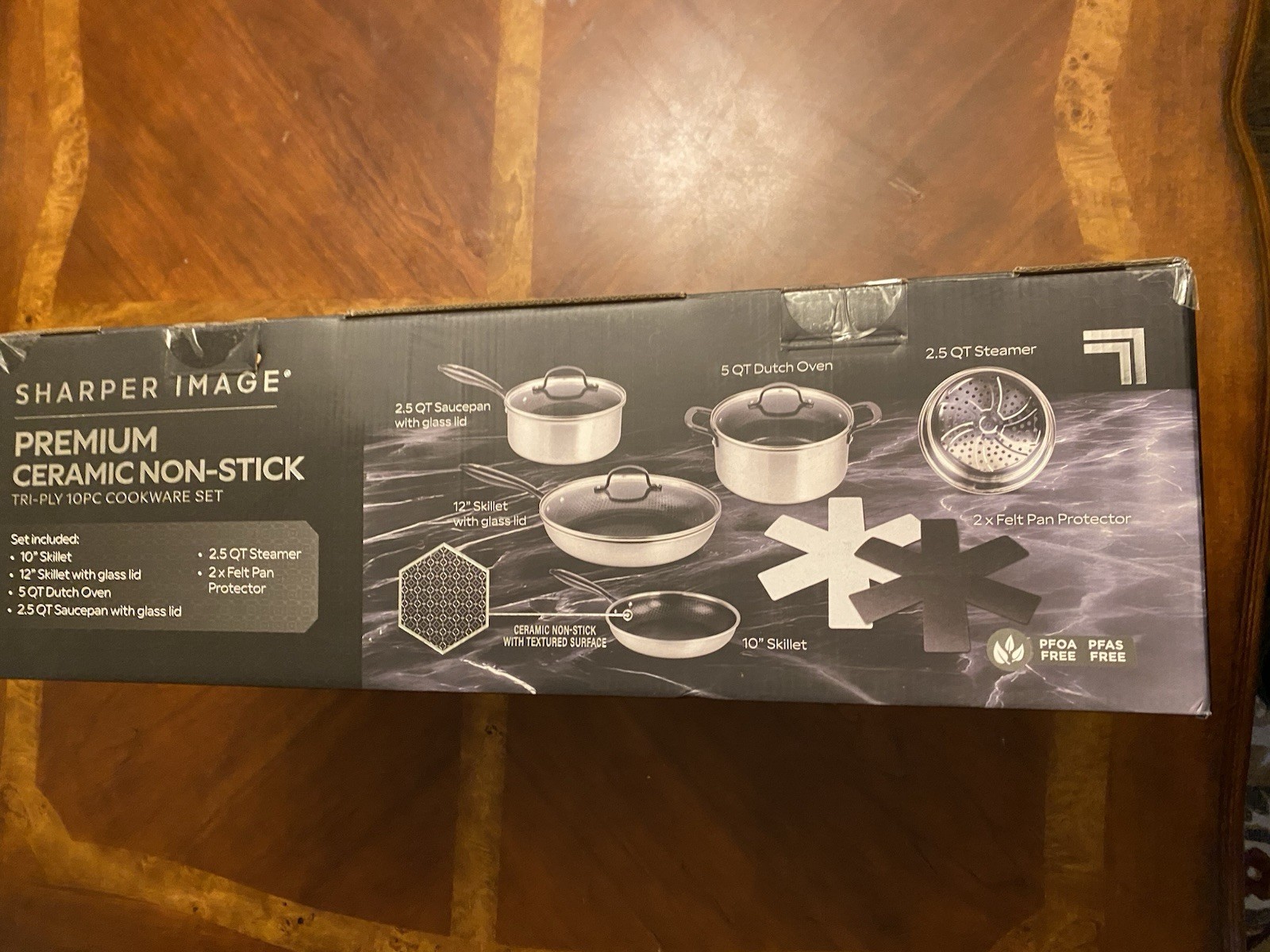 Sharper image Premium Cookware set 10pc ceramic non stick Tri-ply Stainless NIB