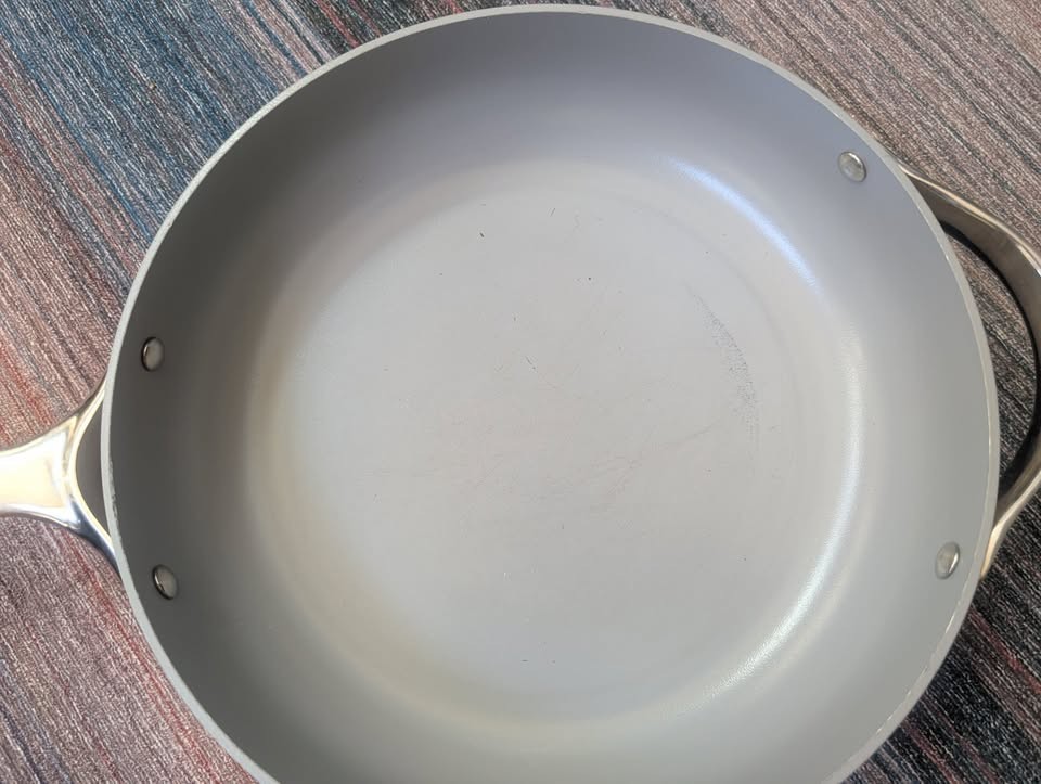 Caraway Home Saute Frying Pan Non-Stick Ceramic w/Lid- 12 In Cream