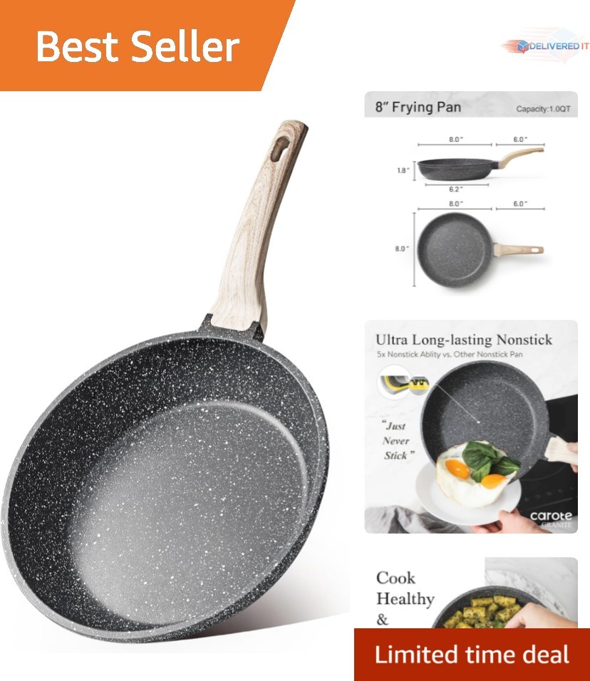 8-Inch Nonstick Frying Pan Granite Coating Egg Omelet Sautéing Induction Safe