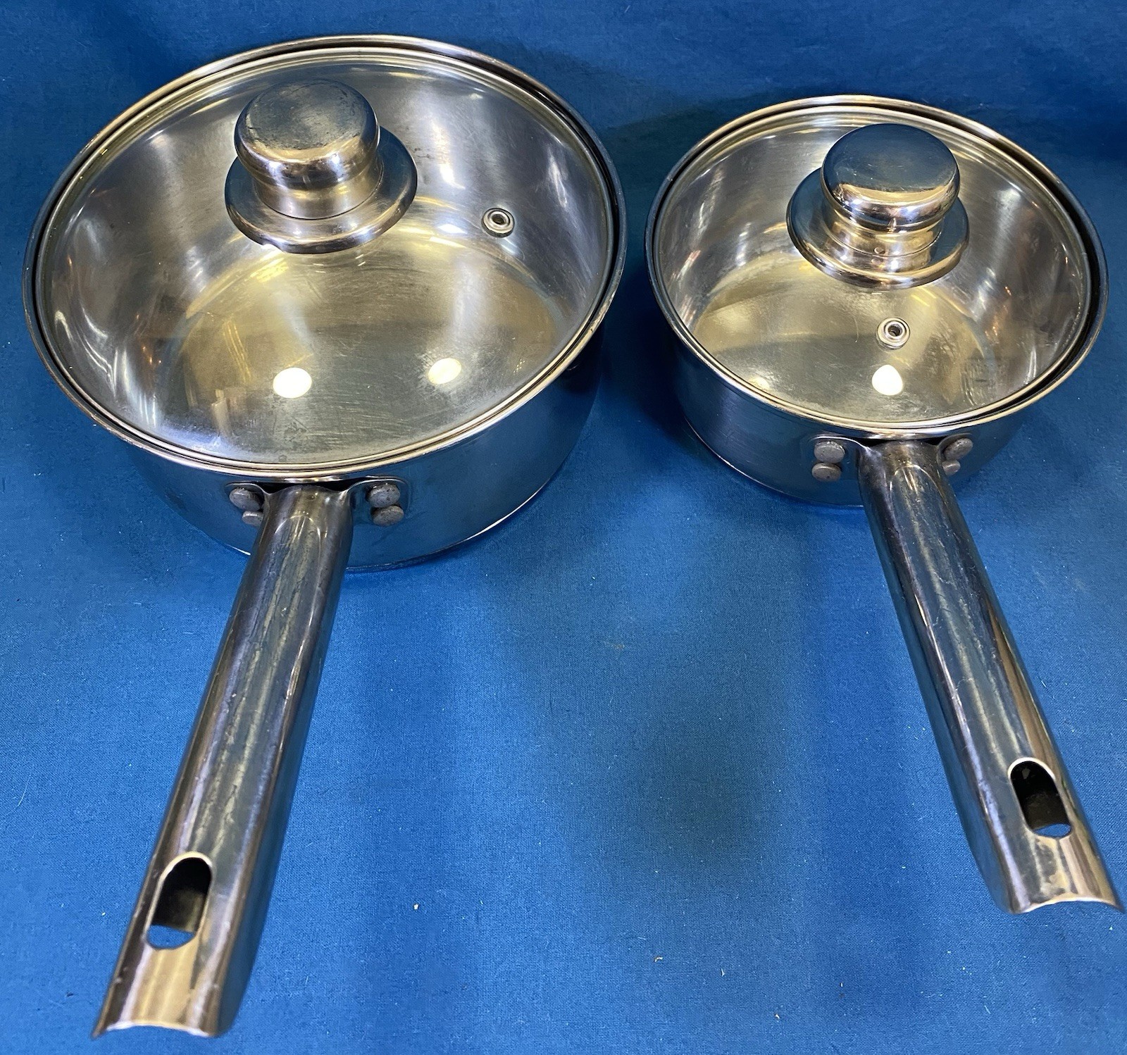 2 – Chefmate Premium Cookware Sauce Pans / Pots With Lids 1 & 2 Quart Stainless