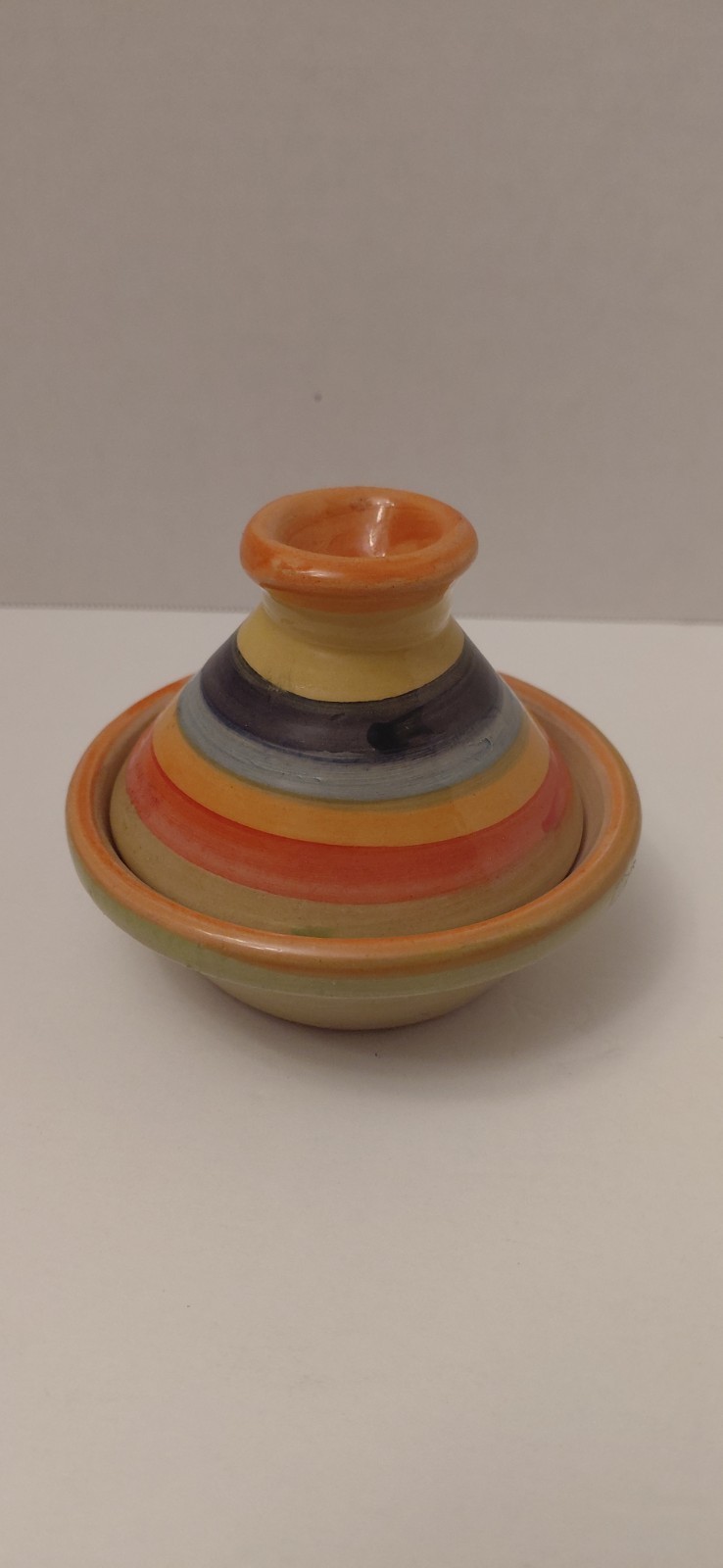 Moroccan Mini Tagine Spice Holder Multi Color Painted Ceramic 3”