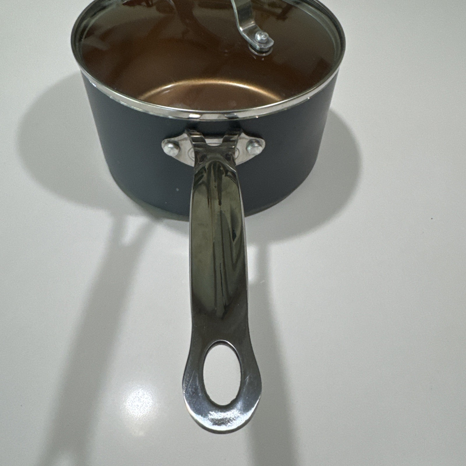 Gotham Steel Copper 2.5 Quart Sauce Pan Cooking Pot With Vented Glass Lid 2011C