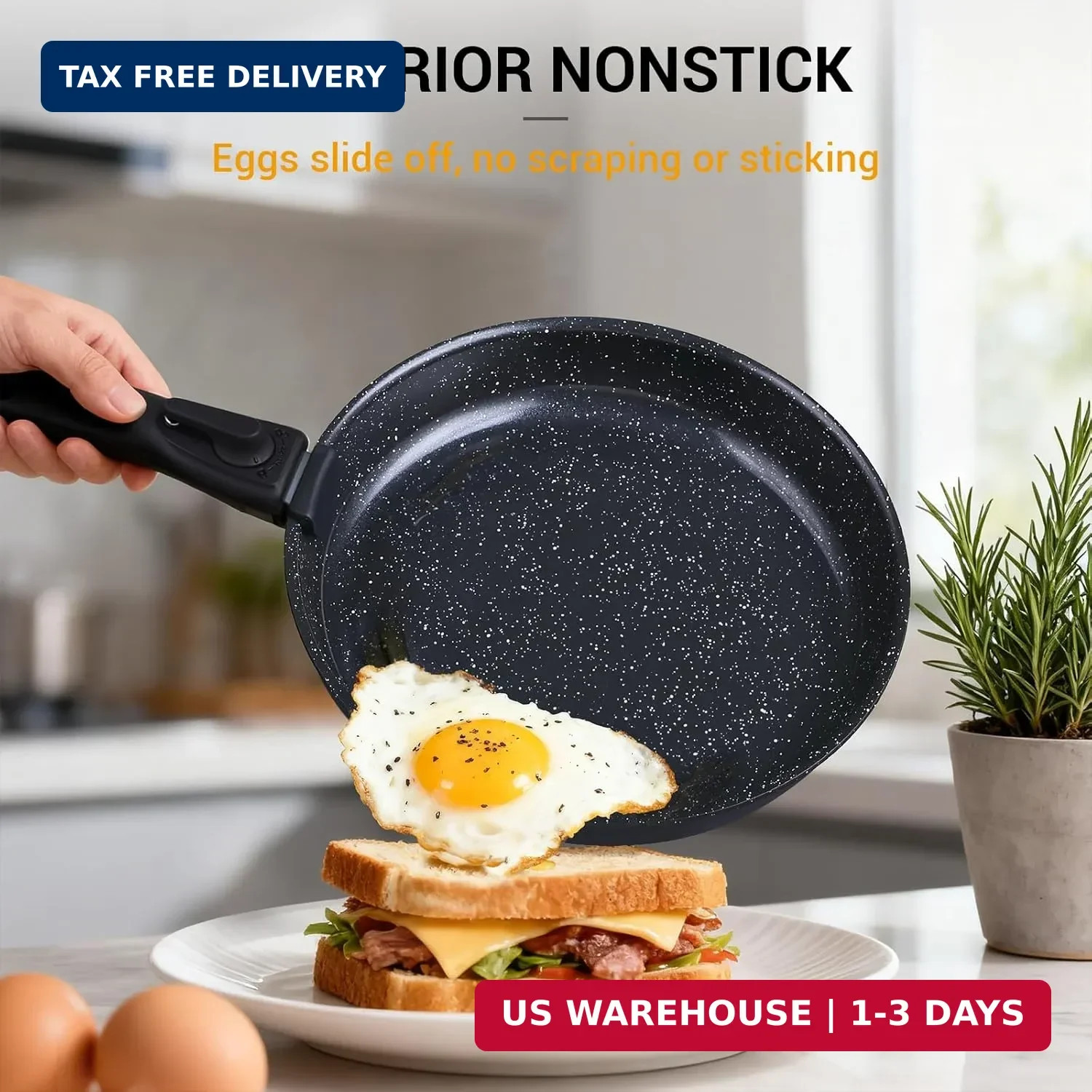Ammeloo 21-Piece Ceramic Pots and Pans Set Non Stick with Detachable Handles and