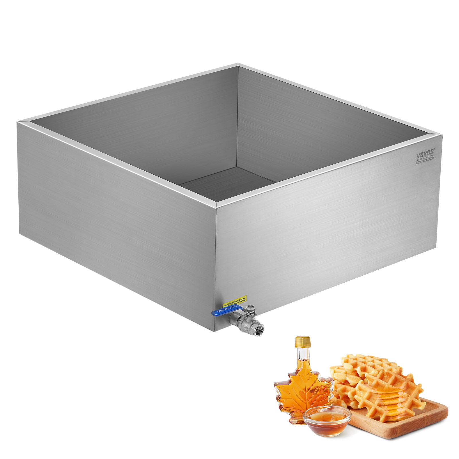 VEVOR 24x24x10 Maple Syrup Evaporator Pan Stainless with Valve for Home Outdoor