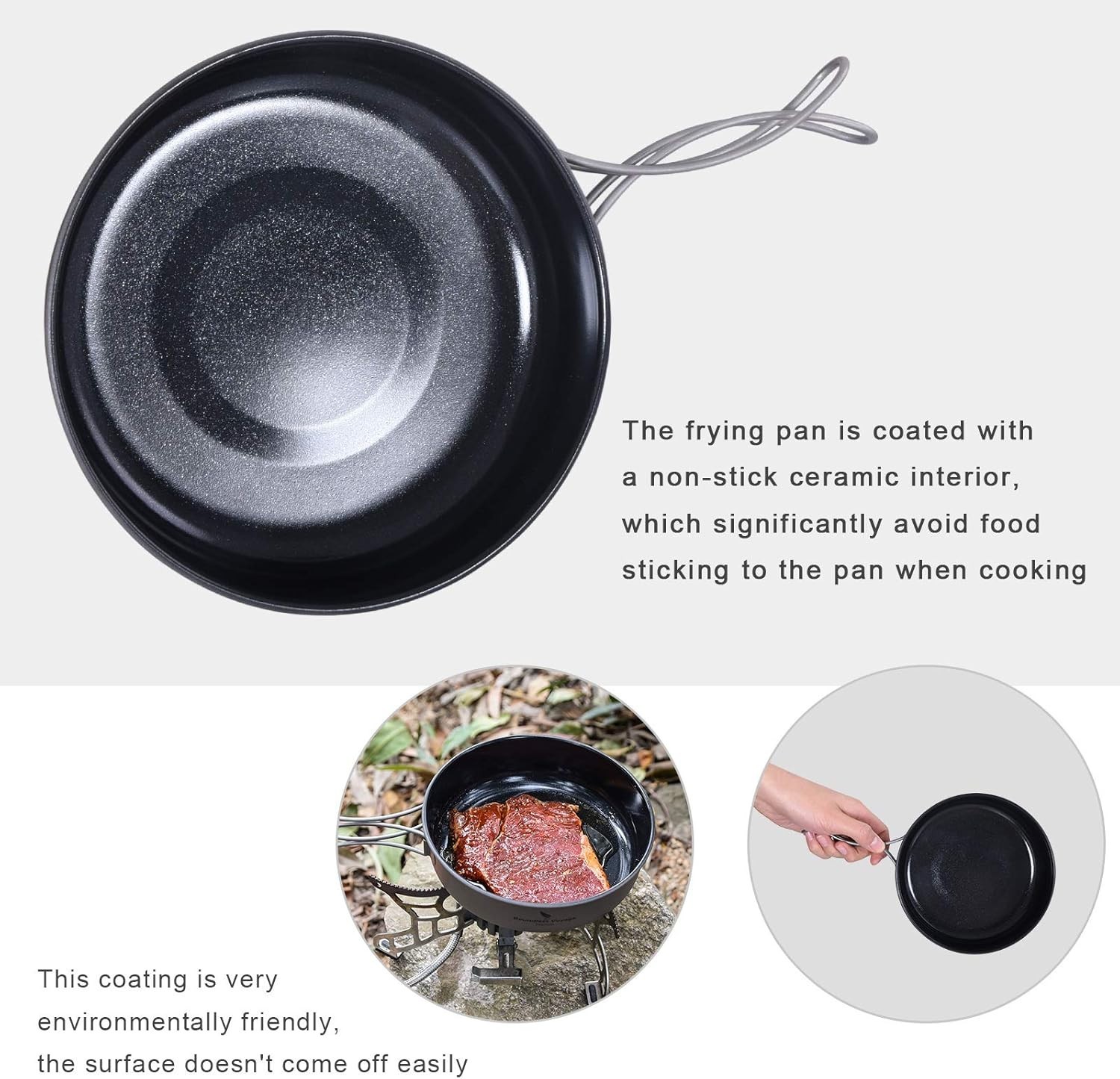 Titanium Non-Stick Frying Pan with Folding Handle Non-Stick Ceramic Coating F…