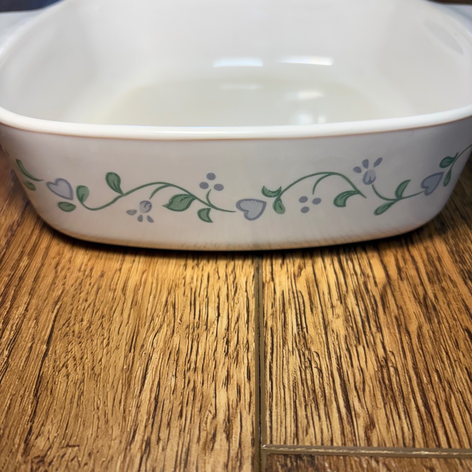 Corning Ware Country Cottage 1L Square Casserole Dish A-1-B White Hearts Vines