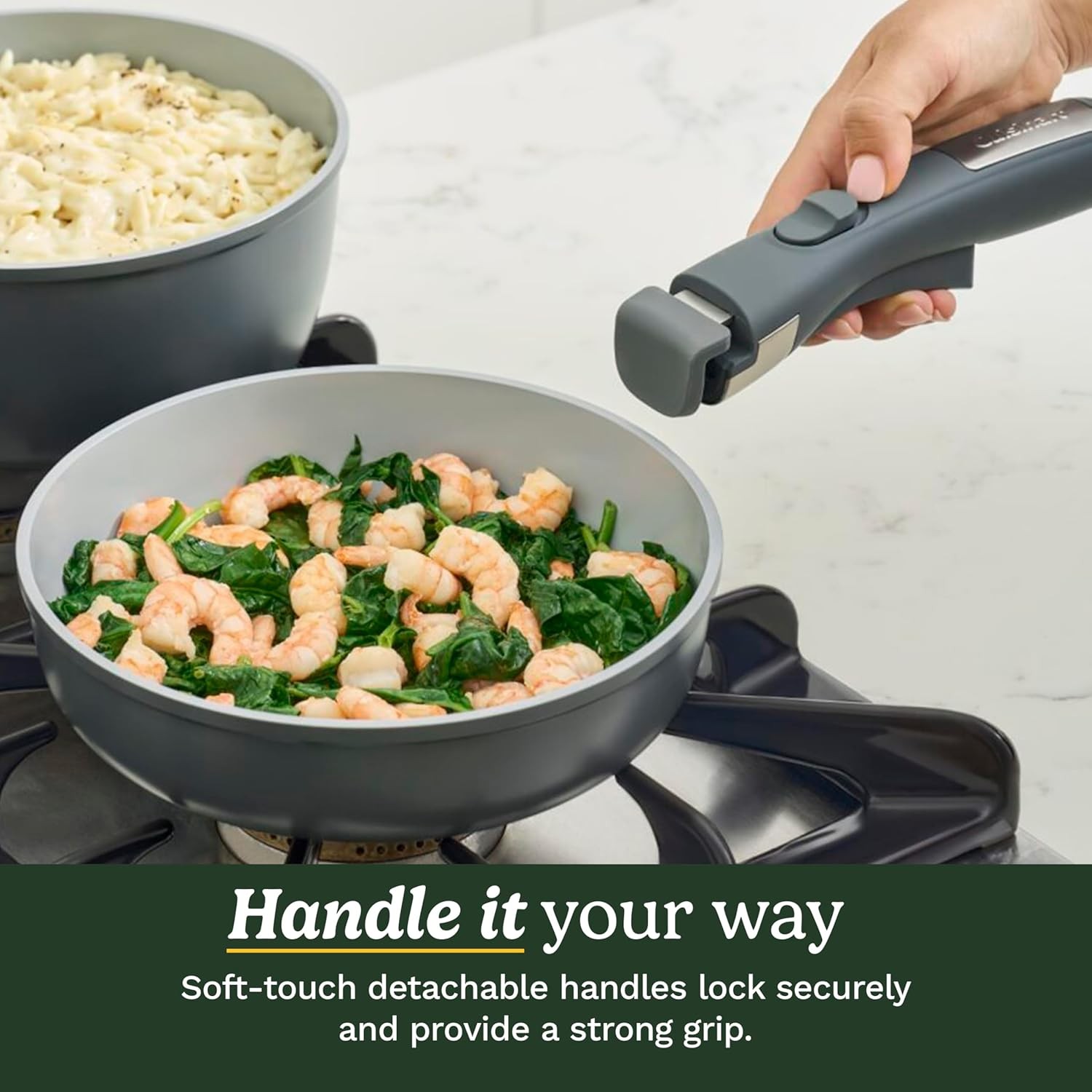 13-Pc, ClickSmart Nonstick Detachable Handle Ceramic Cookware, Pots and Pans