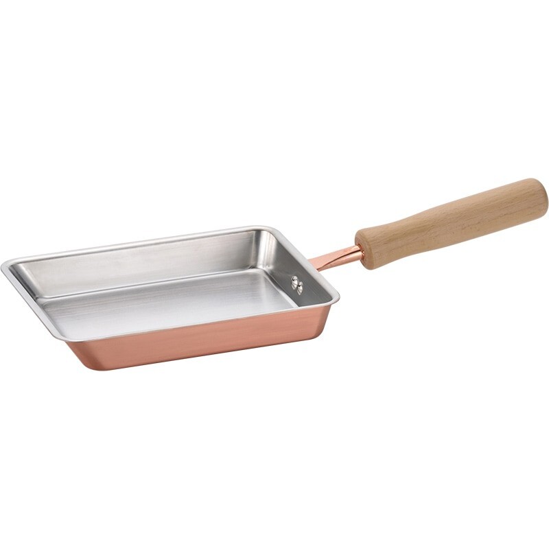 Chitose Pure Copper Tamagoyaki Pan 12×18cm with Wooden Handle – Made in Japan