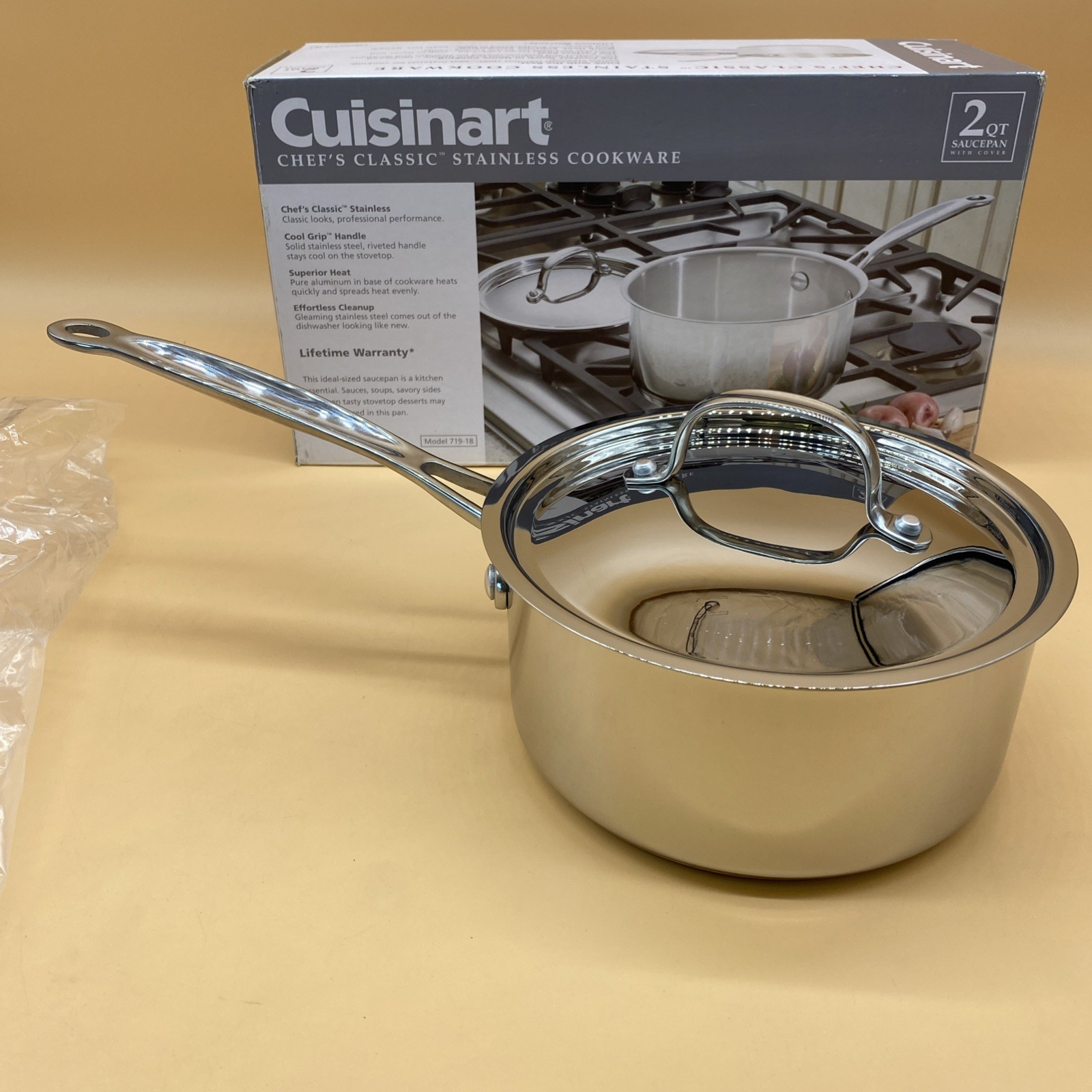 Cuisinart 719-18 Chef’s Classic Stainless 2-Quart Saucepan with Cover New