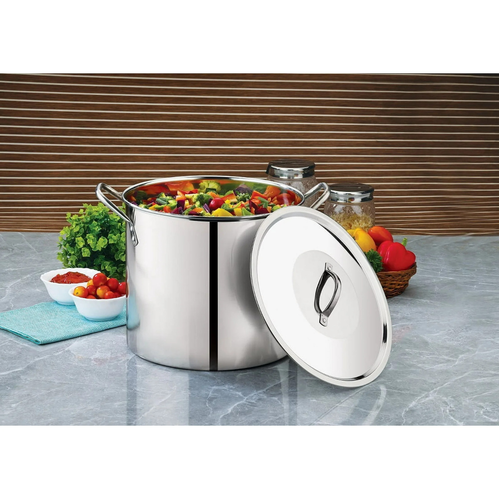 Mainstays 12 Qt Stainless Steel Stock Pot w/ Lid Soup Pasta Cooking Pot