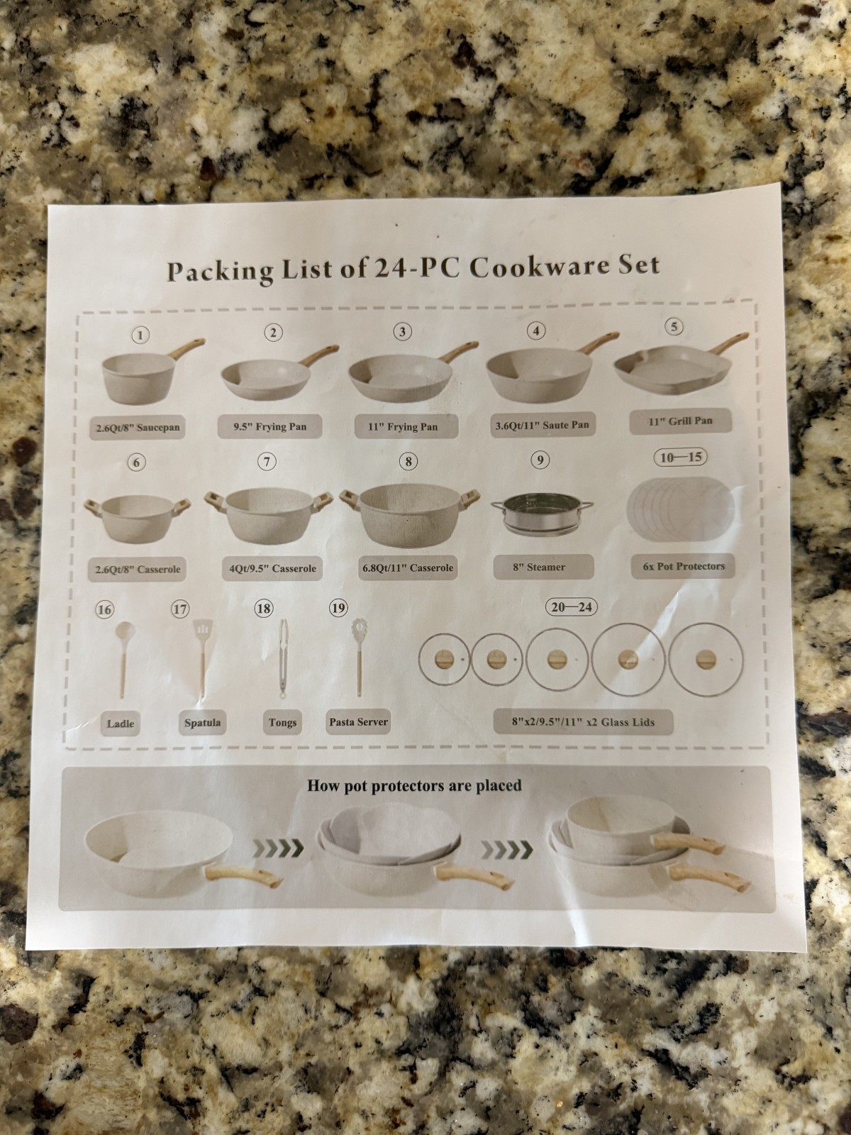 *NEW* Bazova 24pc Ceramic Nonstick Pots & Pans Set White, Titanium, 500°F