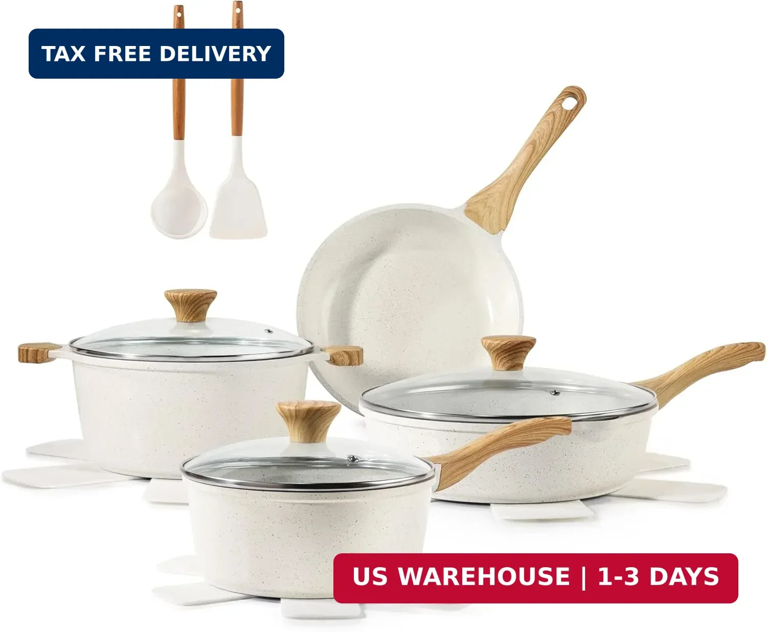 SENSARTE Nonstick Ceramic Cookware Set, 13-Piece Non-toxic Pots and Pans Set, He