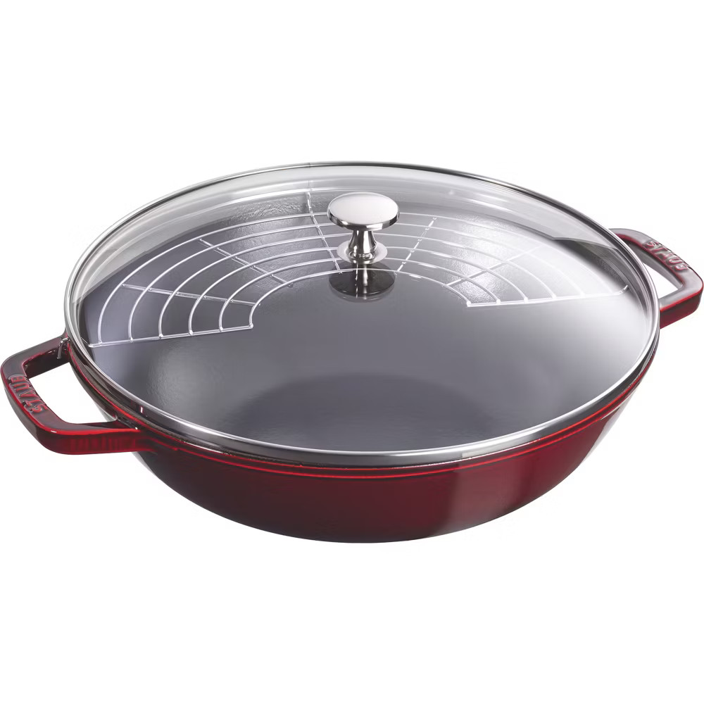 Staub Cast Iron Perfect Pan, Wok, 4.5-quart, serves 4-5, Made in France,