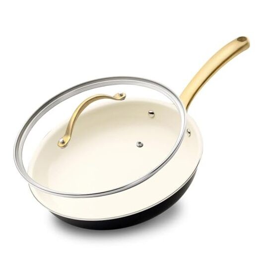 12-Inch Professional Ceramic Frying Pan With Lid – Large 12″ Frying Pan