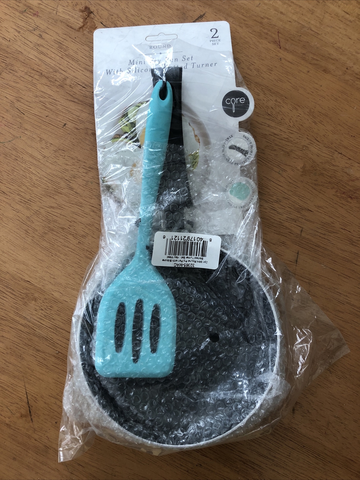 Core Kitchen Aqua Blue 2 Pc Mini Fry Pan With Slotted Turner Set NIP New! Gift!