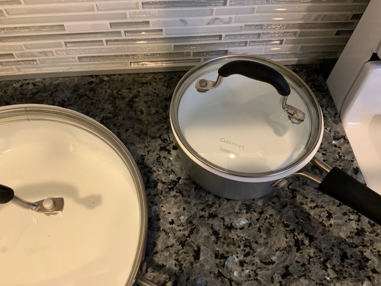 Cuisinart 8 PC Stainless Steel Cookware Set Light Silver WITH WHITE ENAMEL