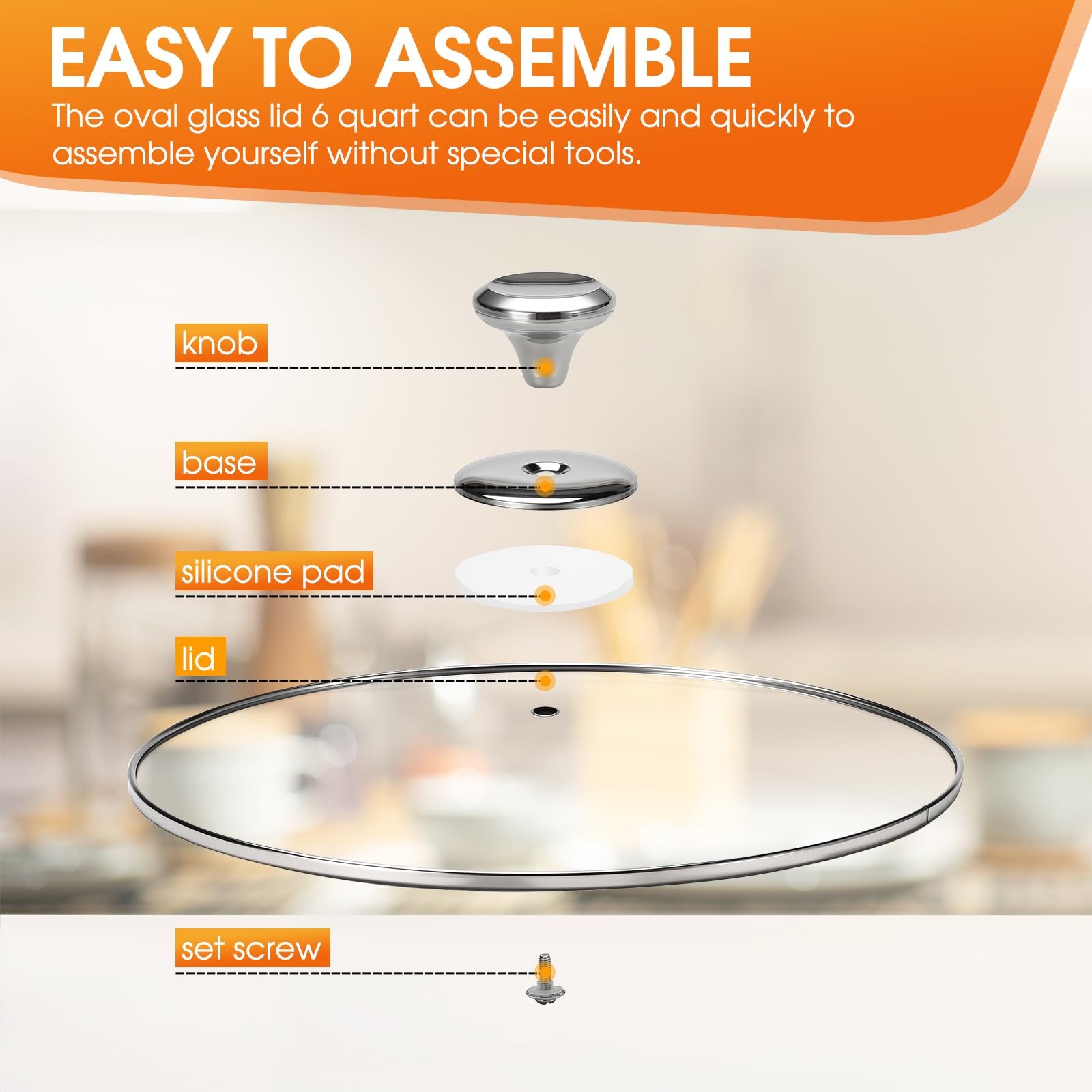 Oval Glass Lid 6 Quart Replacement for CrockPot 6Quart Programmable Slow Cook…