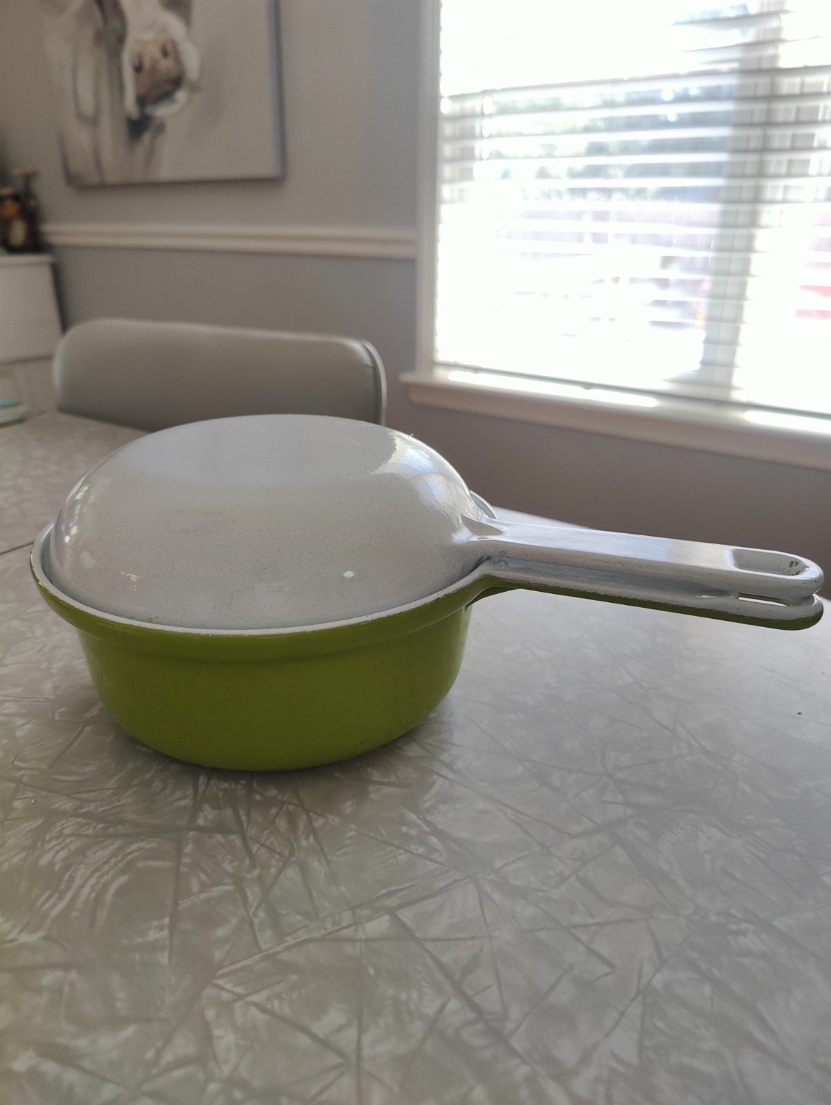 Finesse GHC Enameled Cast Iron 2Qt Saucepan Fry Pot & 7″ Skillet Lid,GreenJapan.