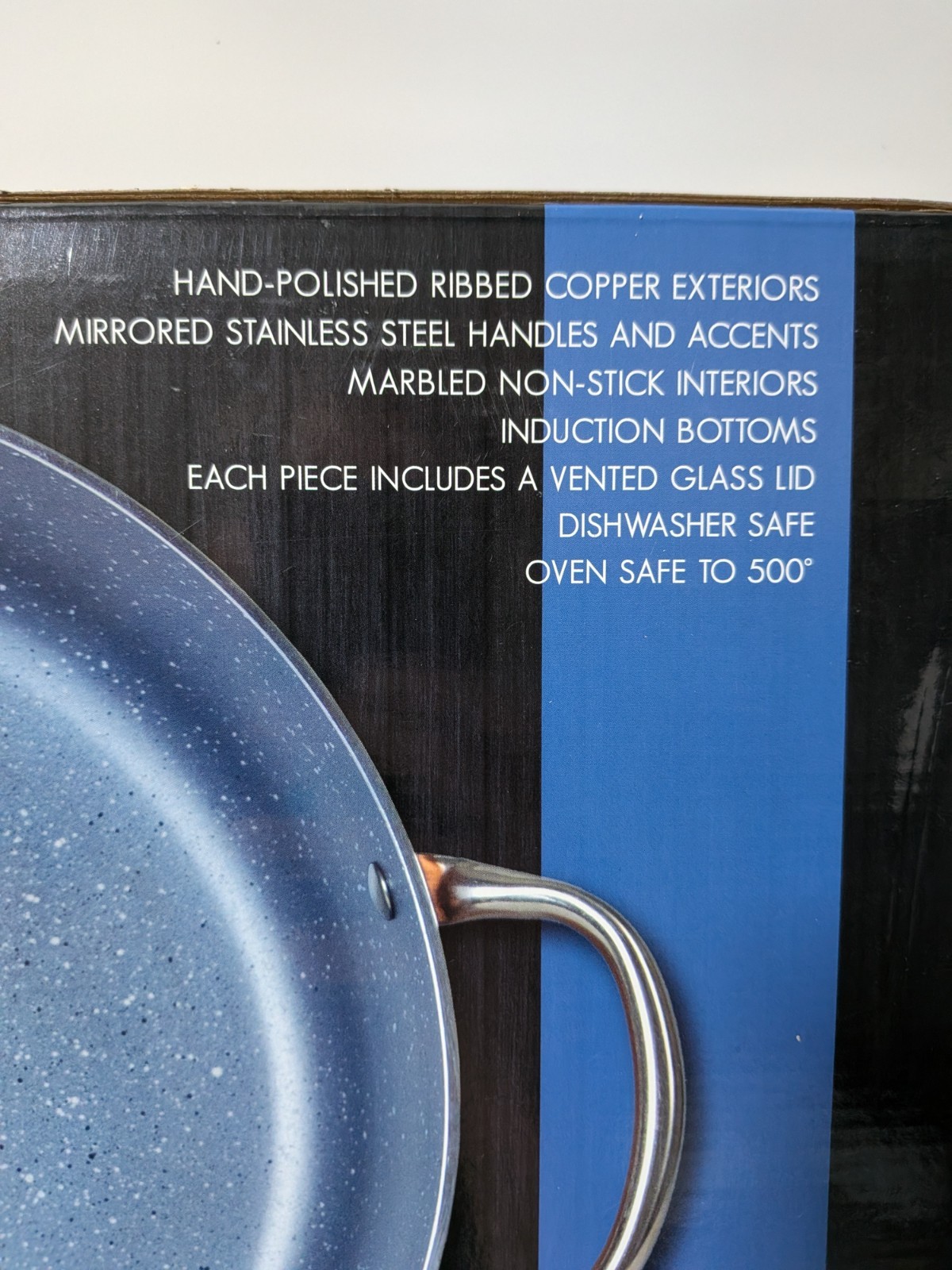 Inspired Home 6 Qt Covered Casserole Copper Non-Stick Pan Glass Lid New Open Box